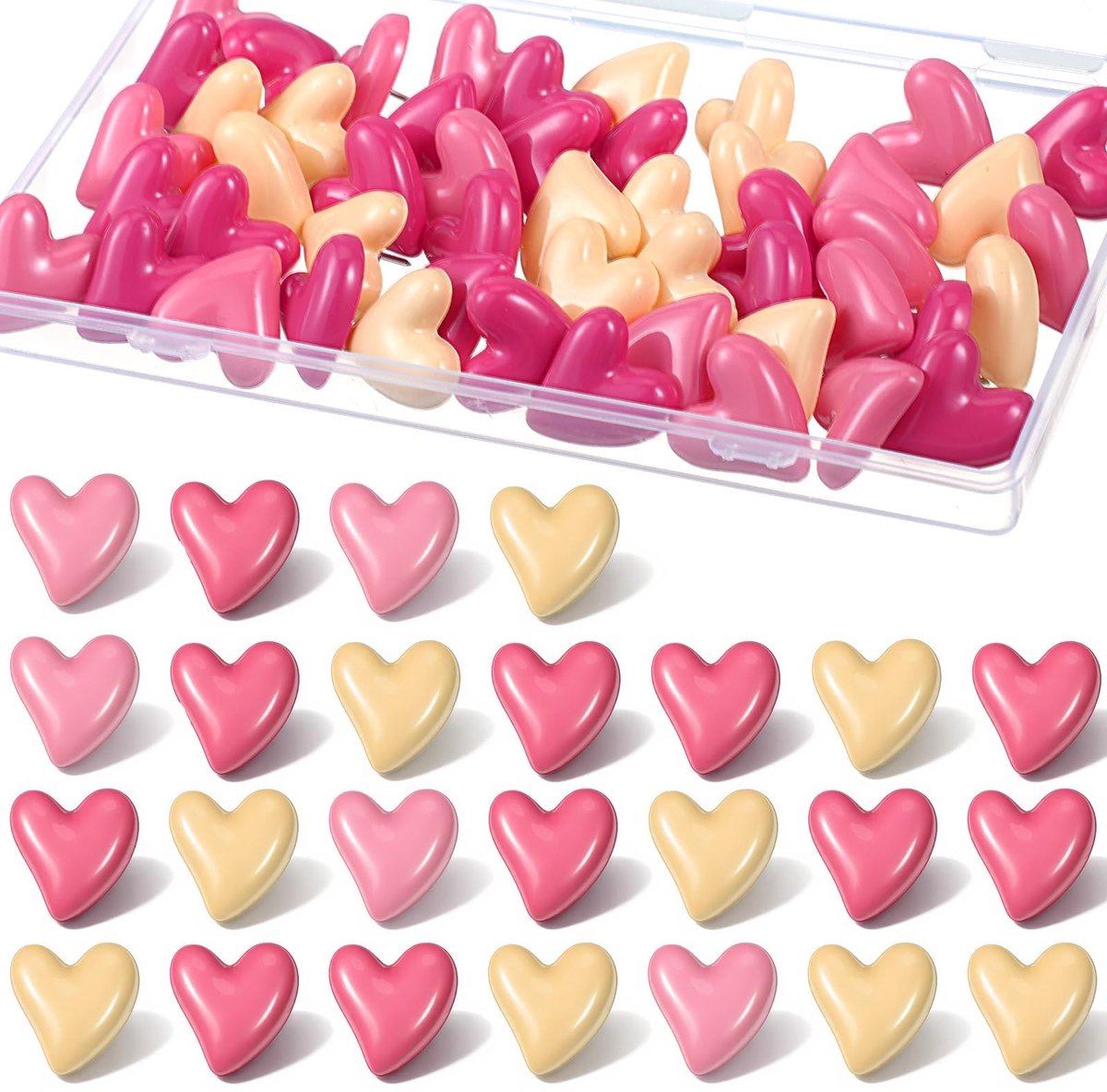 Solidchoice - 50 Roze Hartvormige Push Pins voor Prikbord
