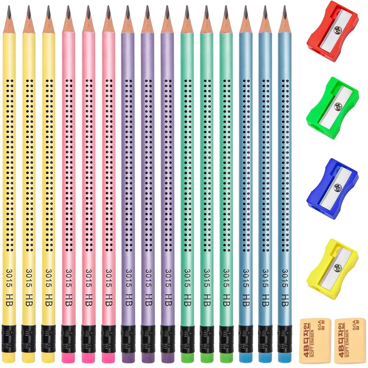 Solidchoice - 60 Stuks HB Potloden met Gum voor Kinderen en Creatieve Activiteiten