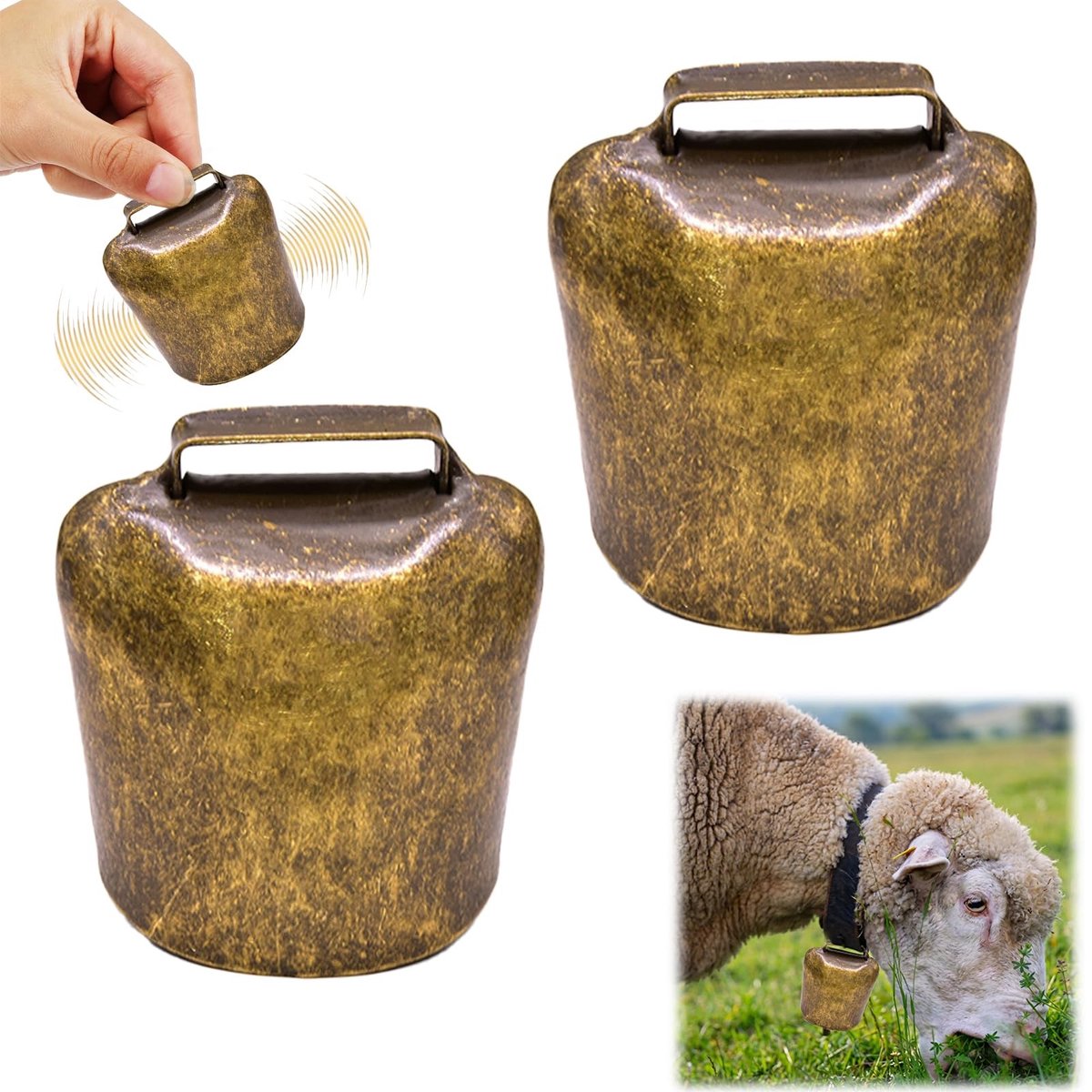 Solidchoice - Set van 2 Koeienklokken voor Dierenbewaking en Decoratie