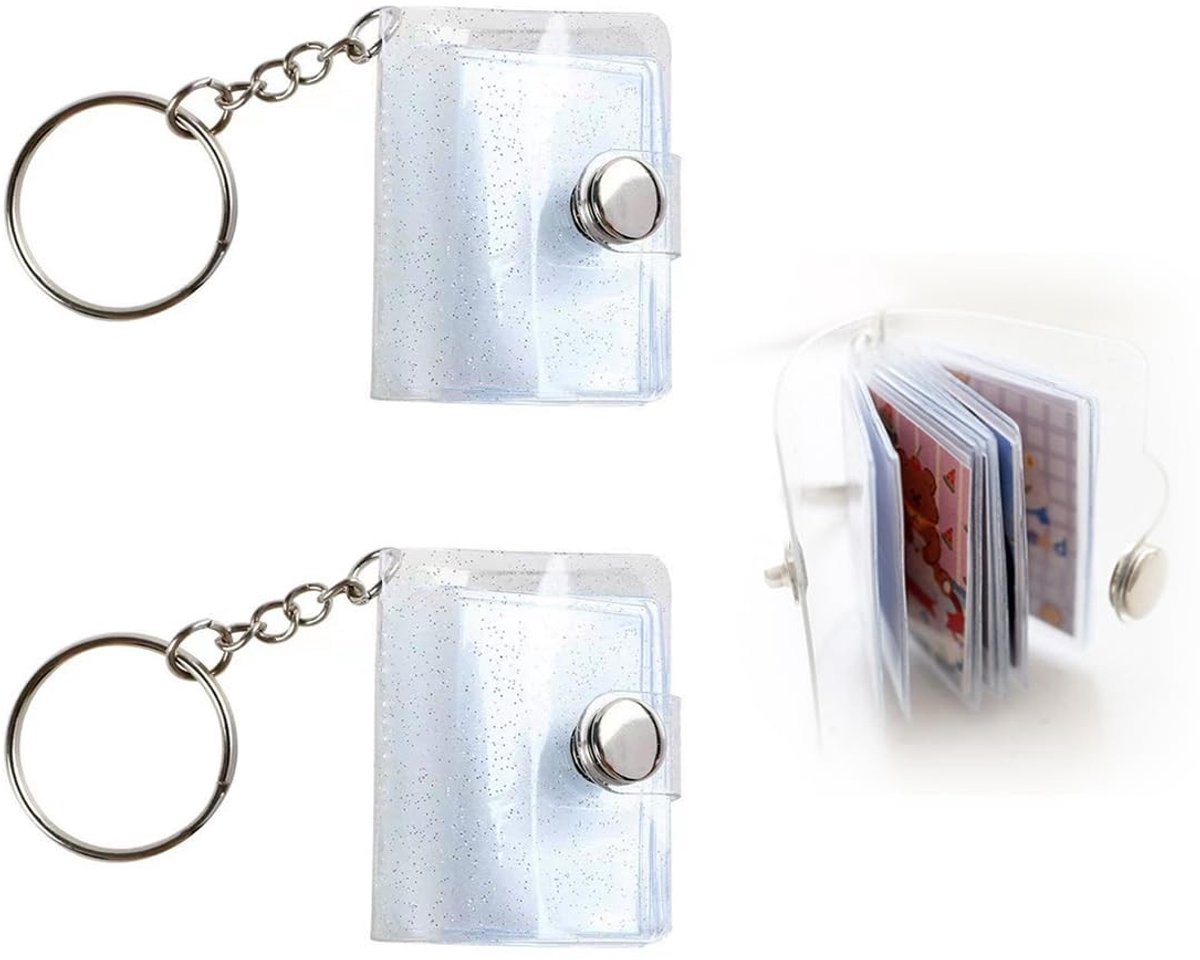 Solidchoice - Set van 2 Mini Foto Album Sleutelhangers met 24 Compartimenten