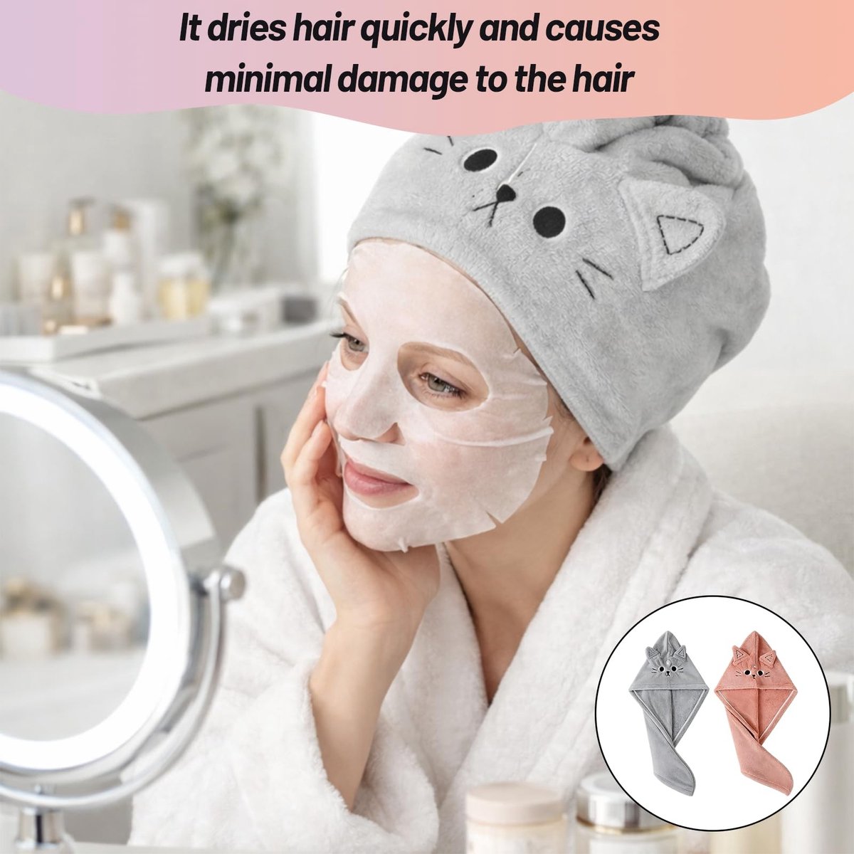 Solidchoice - Set van 2 Microvezel Haartulbanden voor Dames