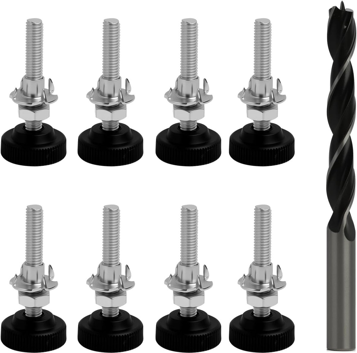 Verstelbare Voeten M8 x 50 mm - Rubber Voeten voor Meubelpoten - Hoogte Verstelbaar - Ideaal voor Meubelstabiliteit - ShopVlot