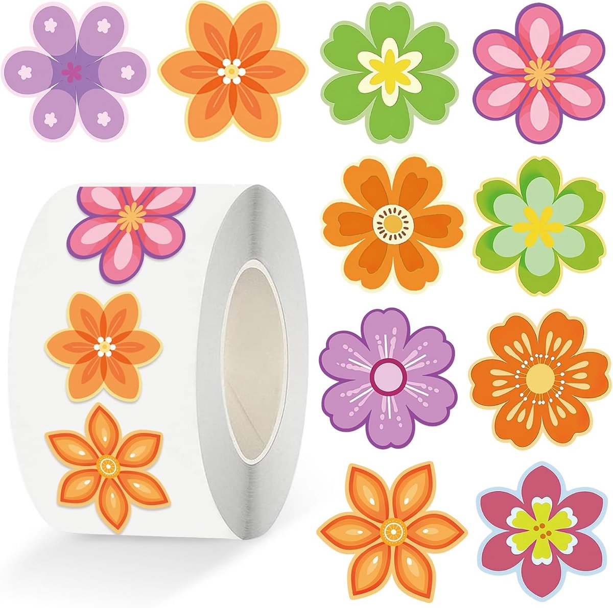 Bloemenstickers 500 stuks - kleurrijk bloemenpatroon - hoge kwaliteit - ideaal voor scrapbooking - ShopVlot