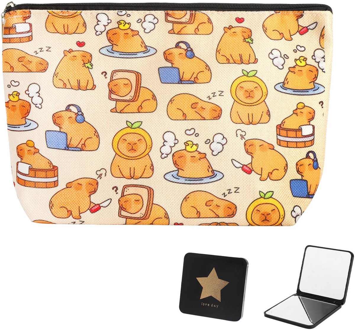 Solidchoice - Cosmetic Bag Set met Spiegel en Waterdicht Materiaal
