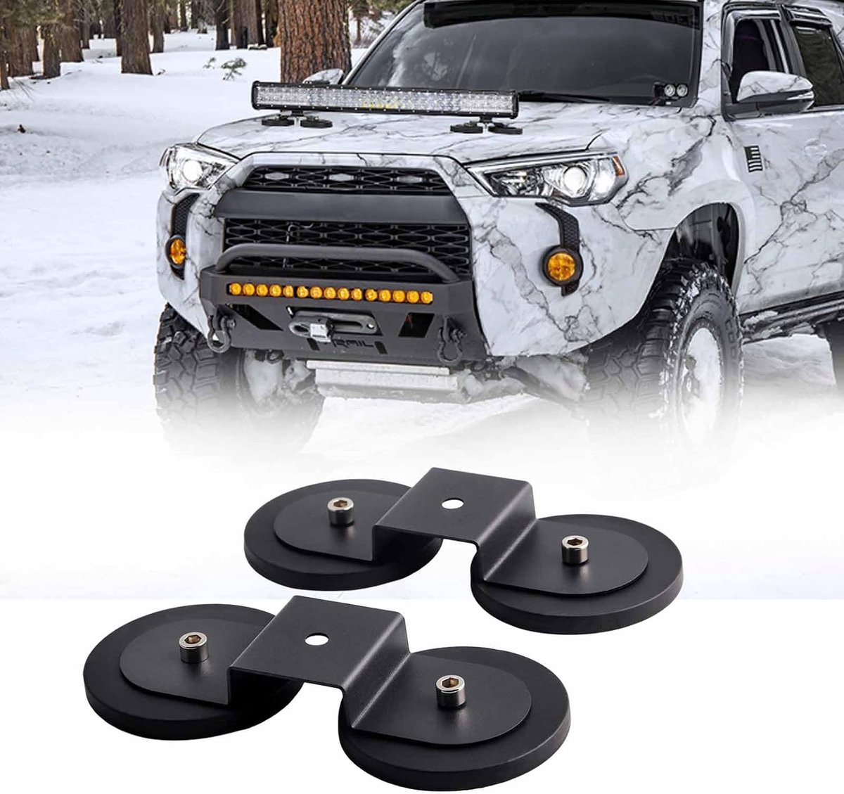Chelhead Magnetic Holder 88 mm 2 Pieces LED Bar Holder, Extremely Strong Magnetic Headlight Holder for Roof Use Bonnet - ShopVlot