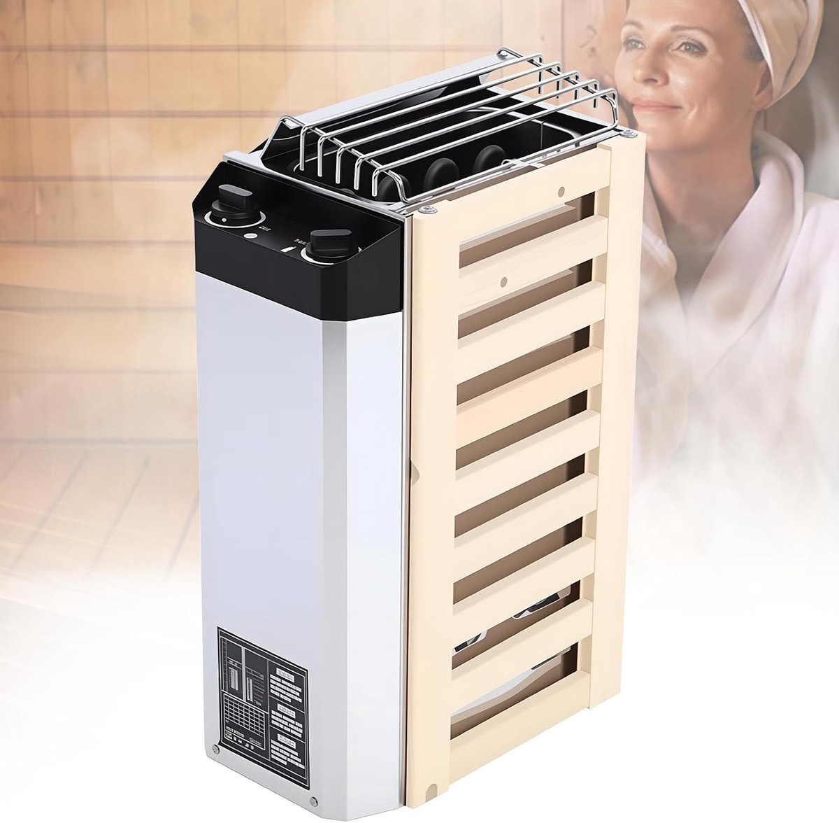 Electric Sauna Heater, 3.6 KW, 220 V, Internal Temperature Control, Stainless Steel Composite Wood, Internal - ShopVlot
