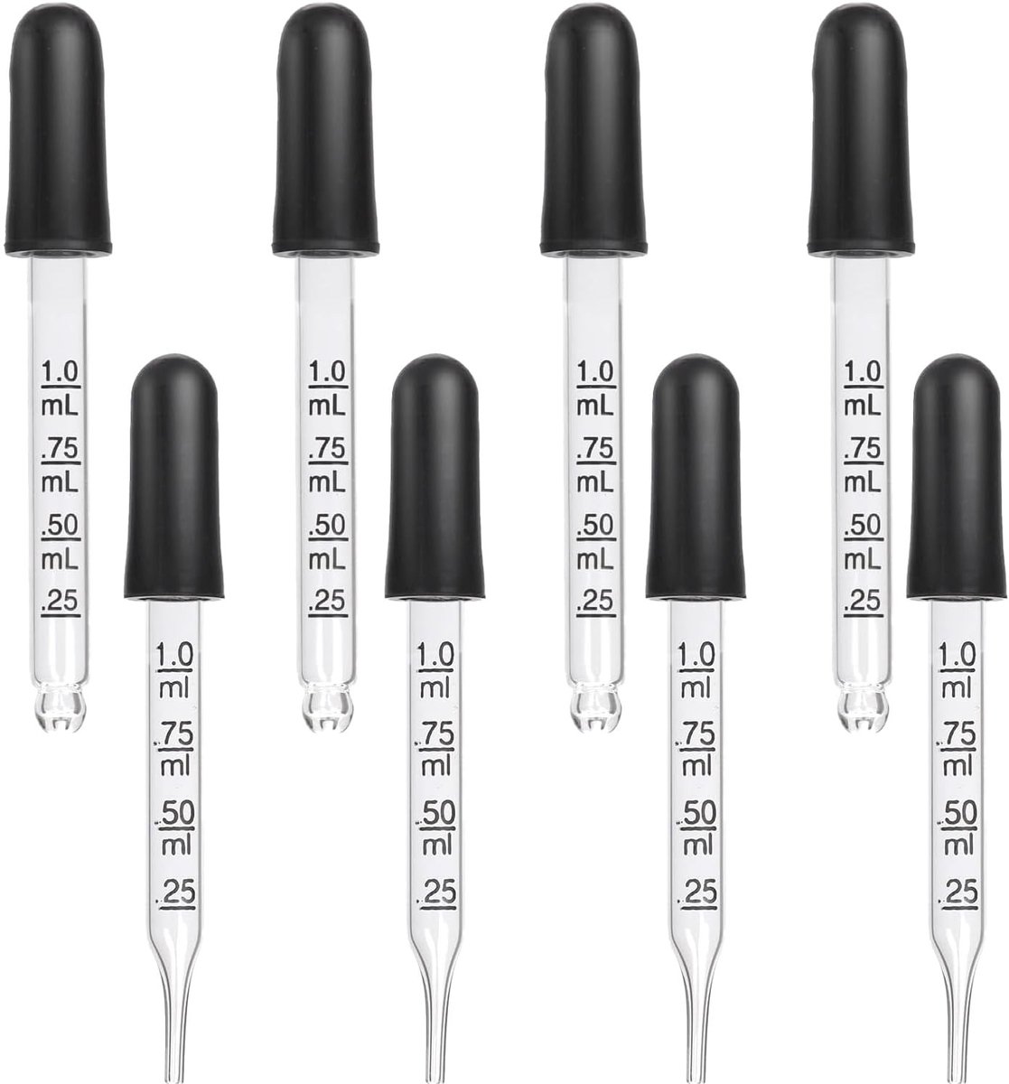 Solidchoice - Set van 8 Glazen Pipetten met Rubber Top voor Precisie-Overdracht