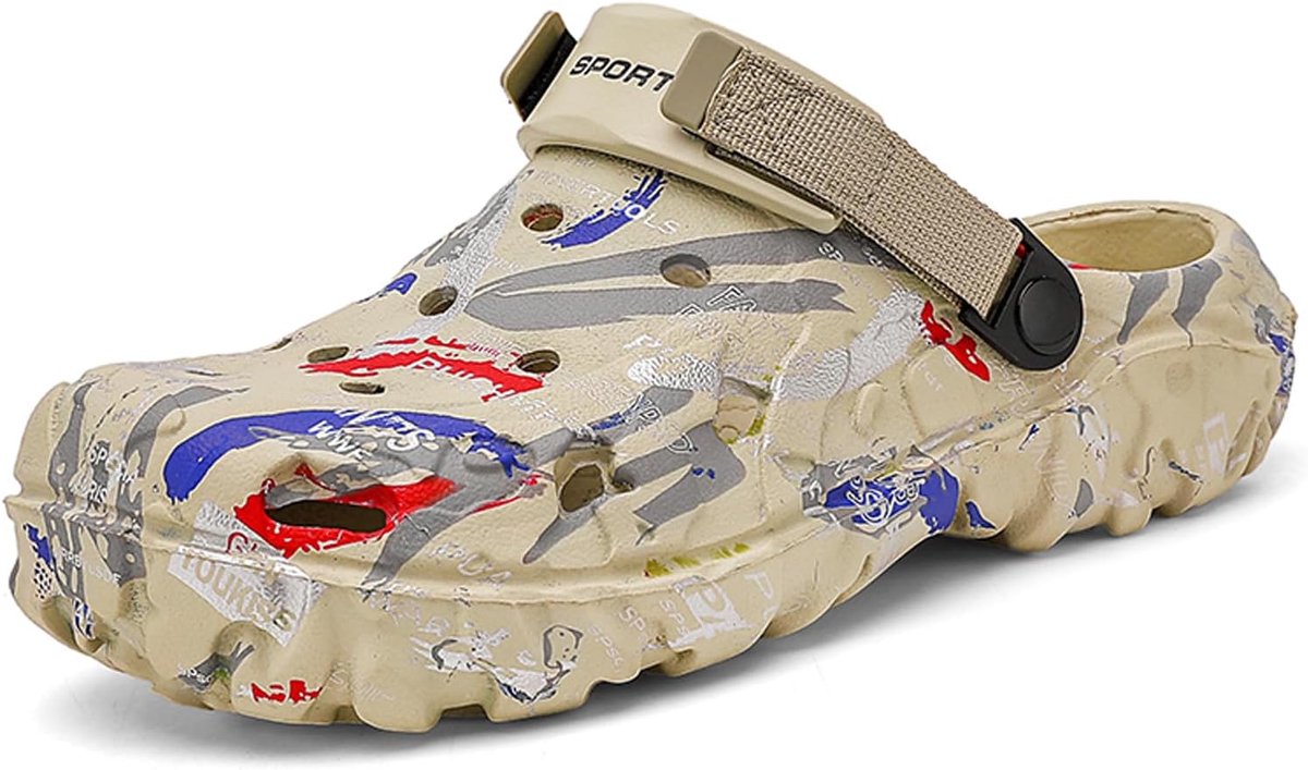 FLIOZY Men's Camouflage Garden Clogs Comfortable Non-Slip Beach Pool Sandals Lightweight Athletic Outdoor Sandals with - ShopVlot