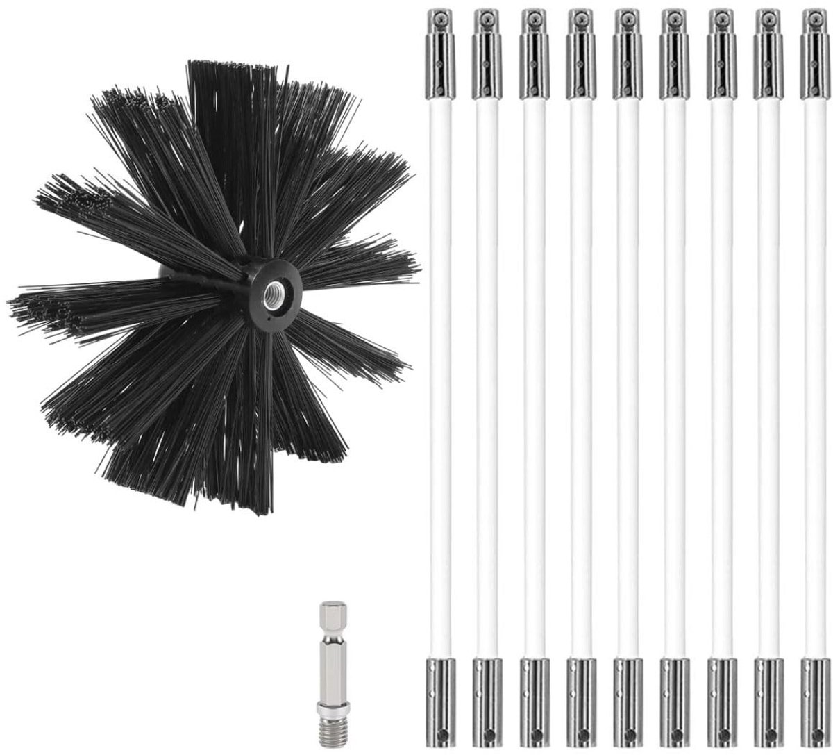 Solidchoice - Chimney Cleaning Brush Set met 9 Flexibele Stangen en Borstelkop