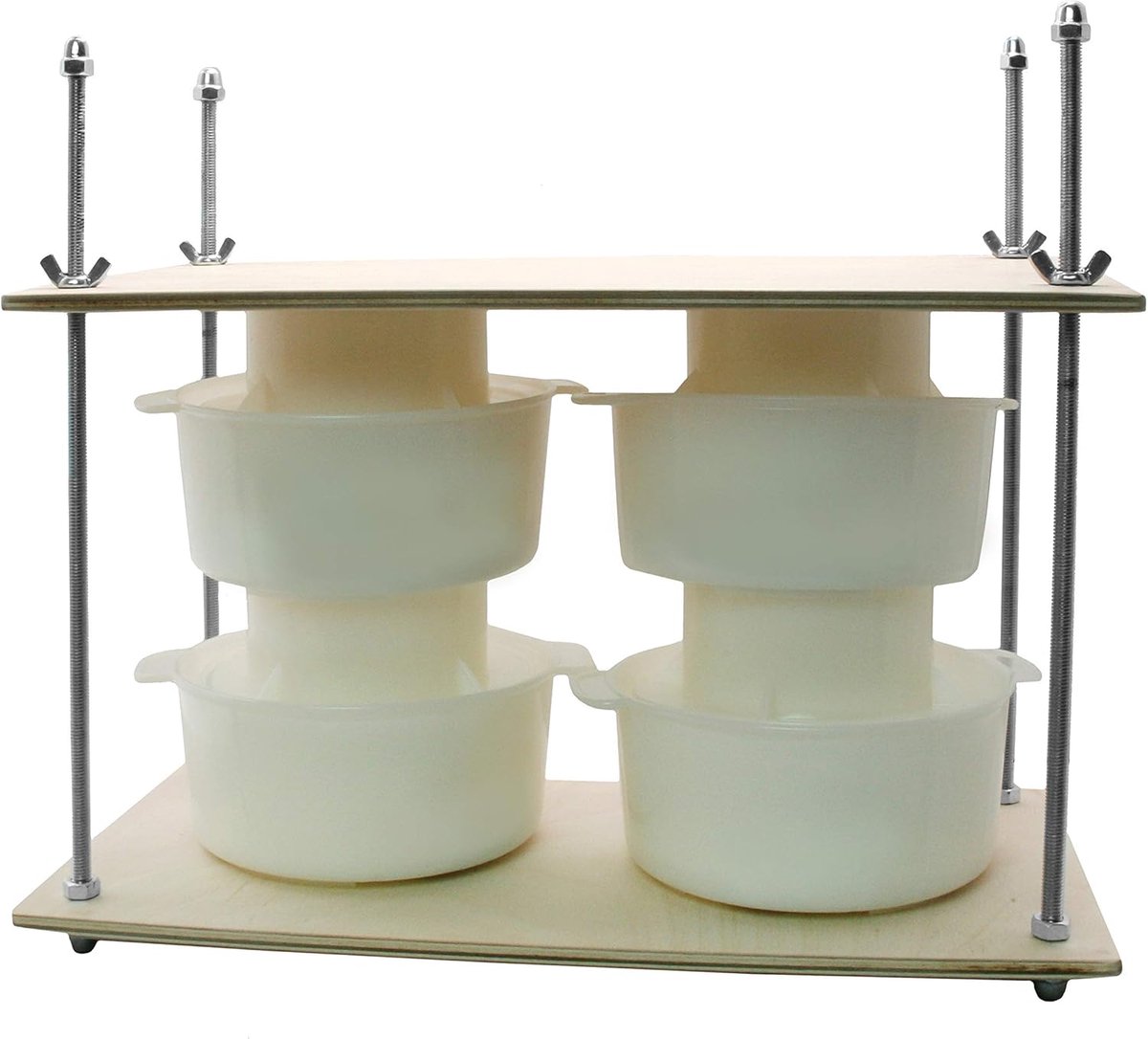 PetriStor Wooden Cheese Press for Making Supplies - 16" Metal Guides, 13" Mold with Follower Piston, 1.3Qt - ShopVlot