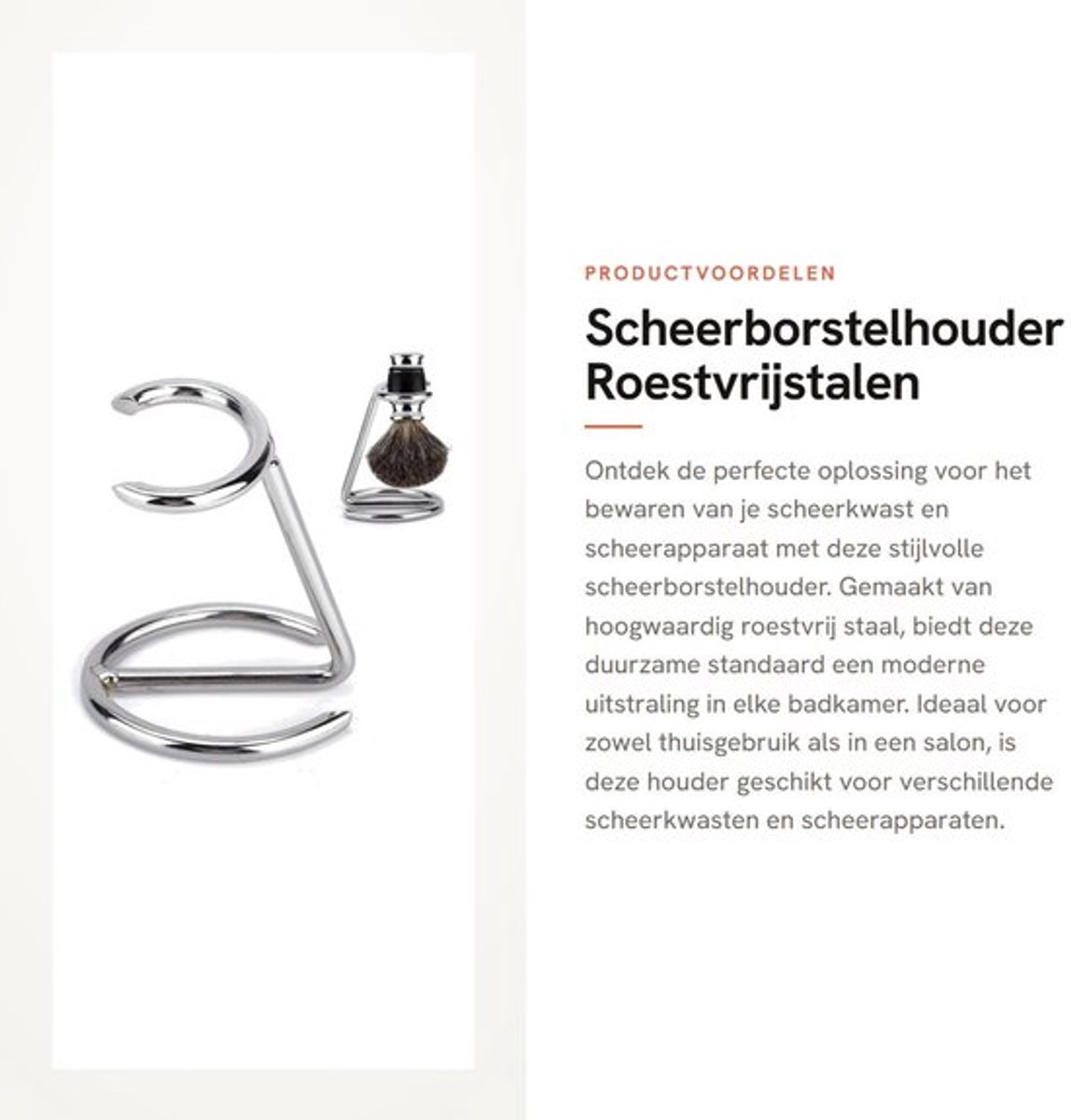 Scheerborstelhouder - Roestvrijstalen standaard - Draagbaar en stijlvol - Voor heren - Scheerapparaat en scheerkwast - Perfect voor thuis...