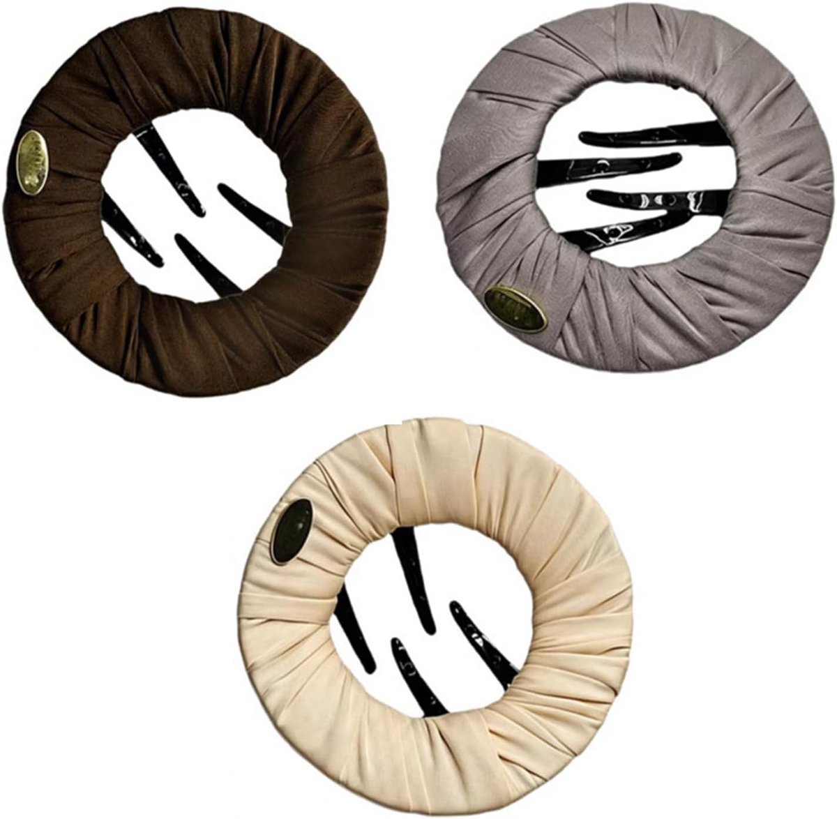 Haarspelden dames 3 stuks - grijs, beige en bruin - ronde platte Franse haarspelden - veilig voor sport - ShopVlot