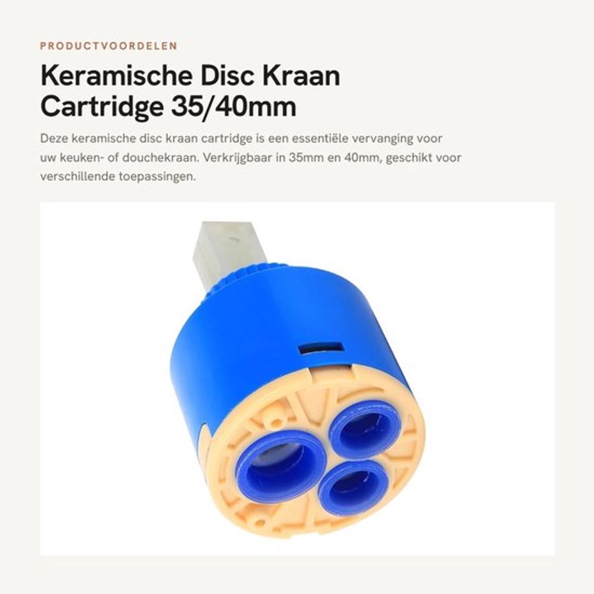 Kraan Cartridge 35mm/40mm - Keramische Disc - Vervanging Enkel Handvat - Keuken/Douchekraan Onderdeel - 500.000 Levensduur - Kraanonderdeel