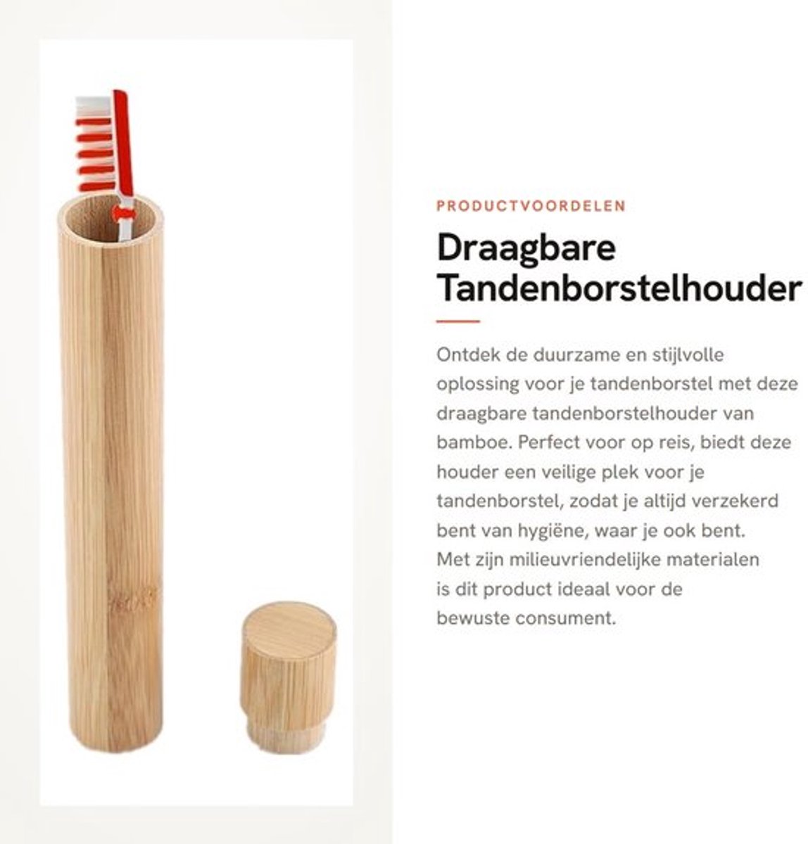 Tandenborstelhouder Draagbaar - Bamboe - Antimicrobieel - Met Deksel - Milieuvriendelijk - Geschikt voor Volwassenen - Tandenborstelcase