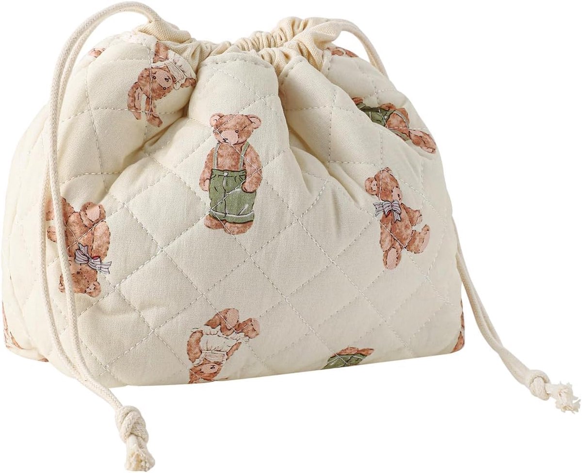 Make-uptas dames 17x17 cm - Gewatteerd katoen - Trekkoord - Perfect voor op reis - ShopVlot