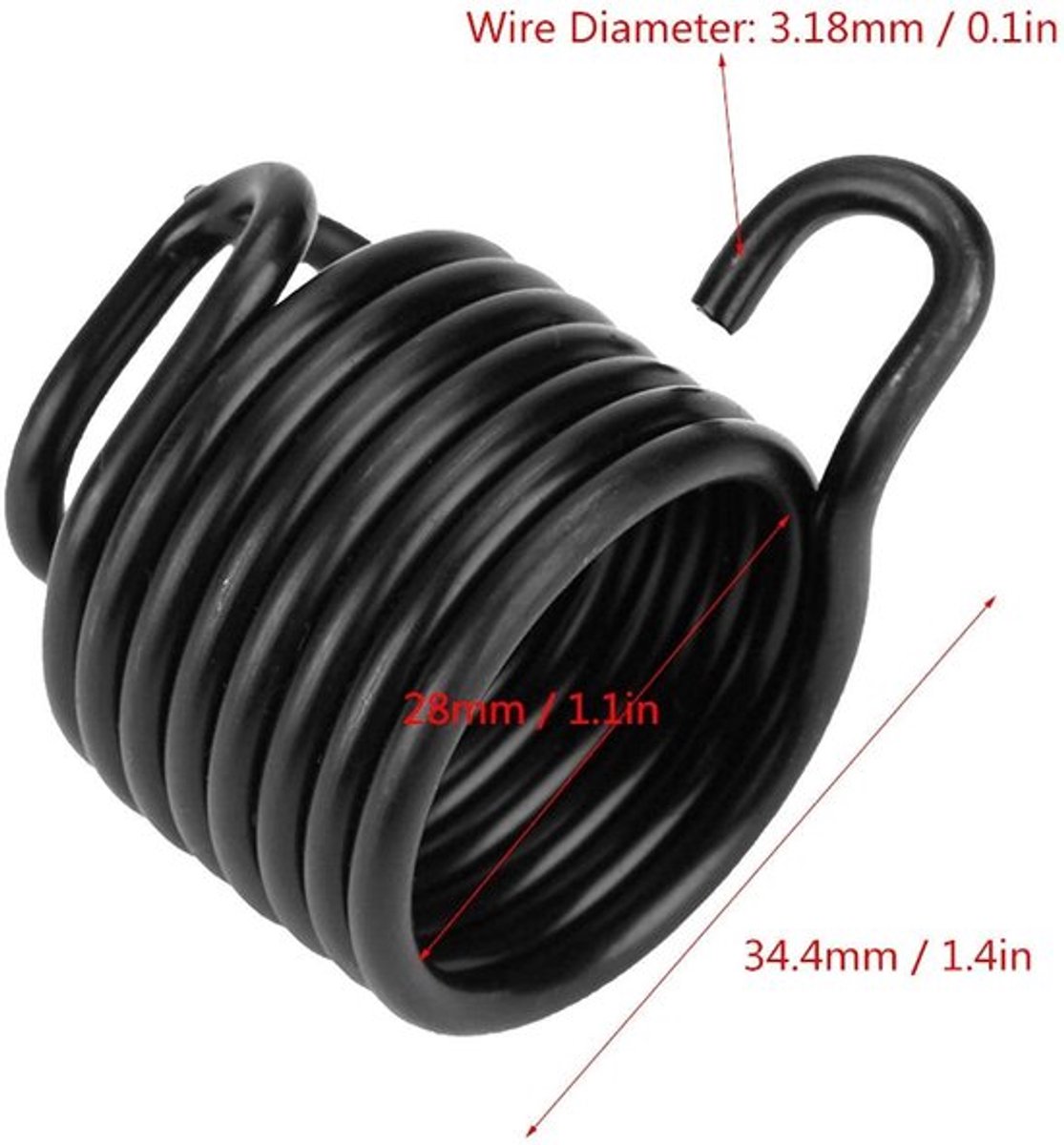 Luchthamer Borgveer 100% Nieuw - Koolstofstaal - 8 Windingen - Buitendiameter 34,4 mm - Binnendiameter 28 mm - Gewicht 58 g - Veer