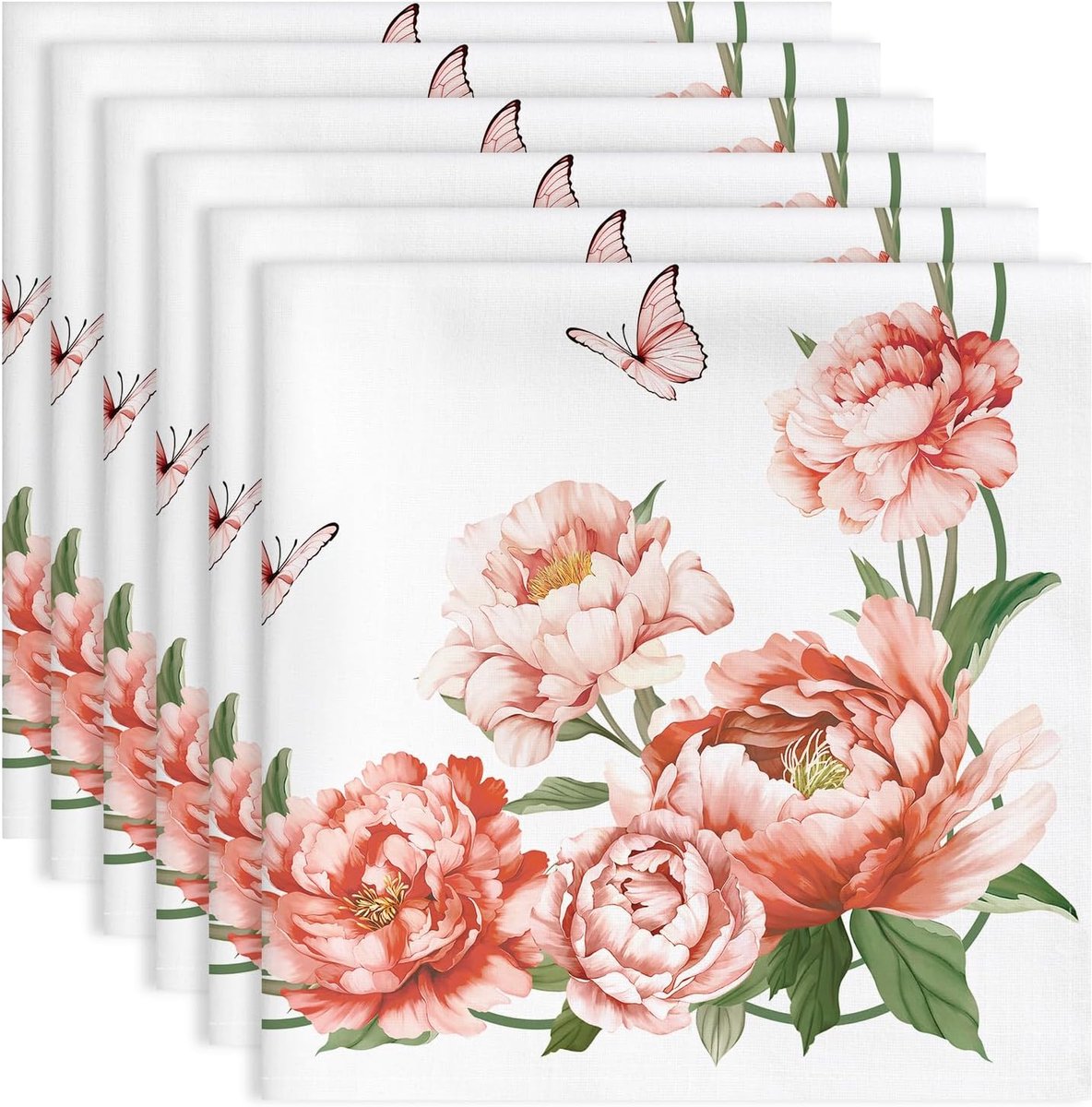 Servetten Peony Flowers 45 cm x 45 cm - Katoen - Herbruikbaar - Elegante tafeldecoratie - ShopVlot