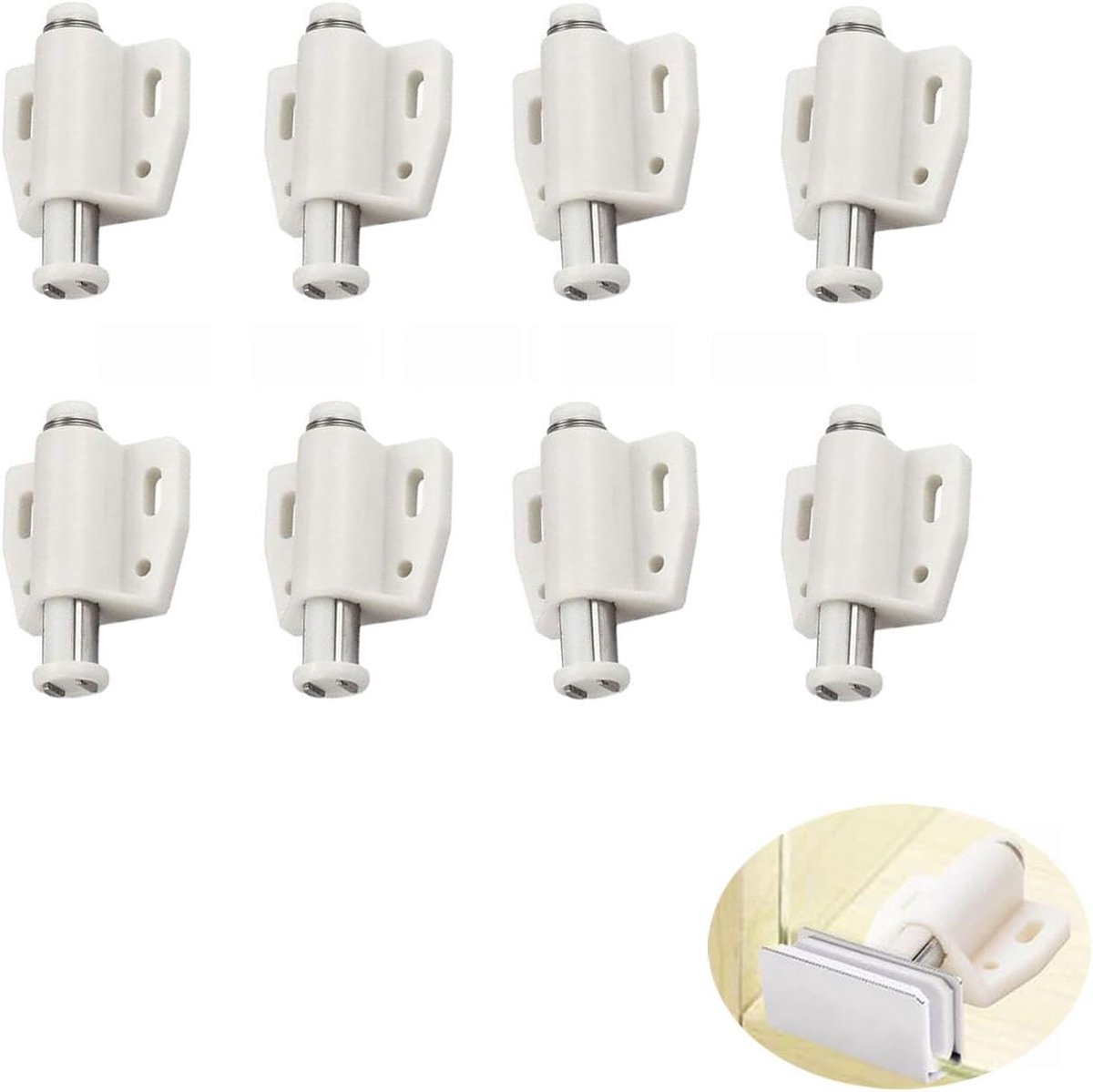Magnetische Drukdeuropener 8 Stuks - Hoogwaardige ABS en RVS - Magneet Sluiting - Ideaal voor Kasten - ShopVlot
