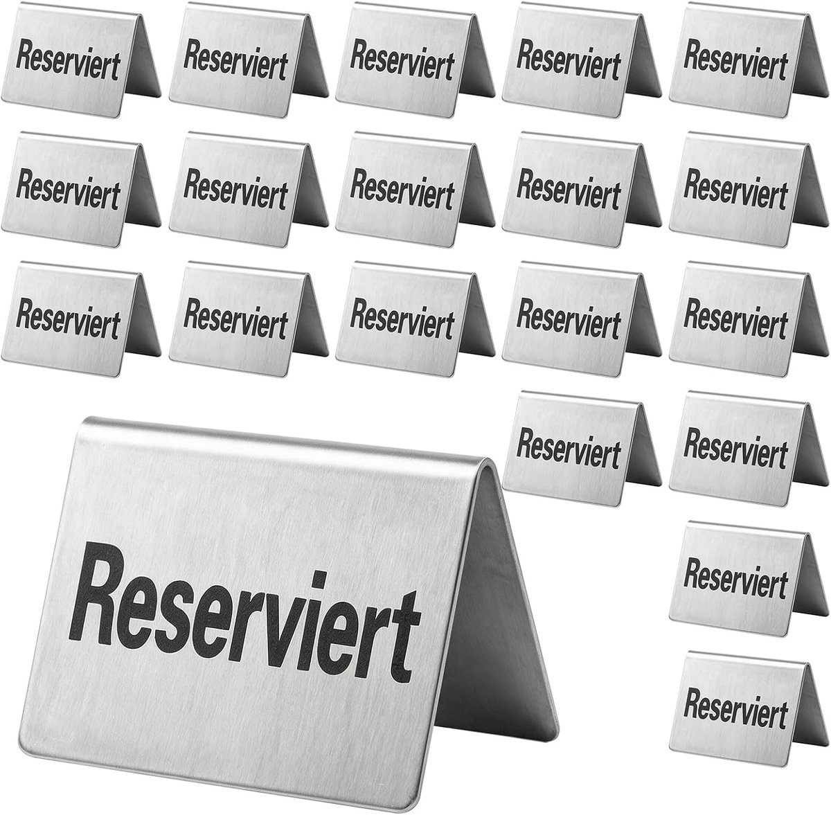 Reservebordjes 20 stuks - roestvrij staal - dubbelzijdig - elegant design voor horeca - ShopVlot