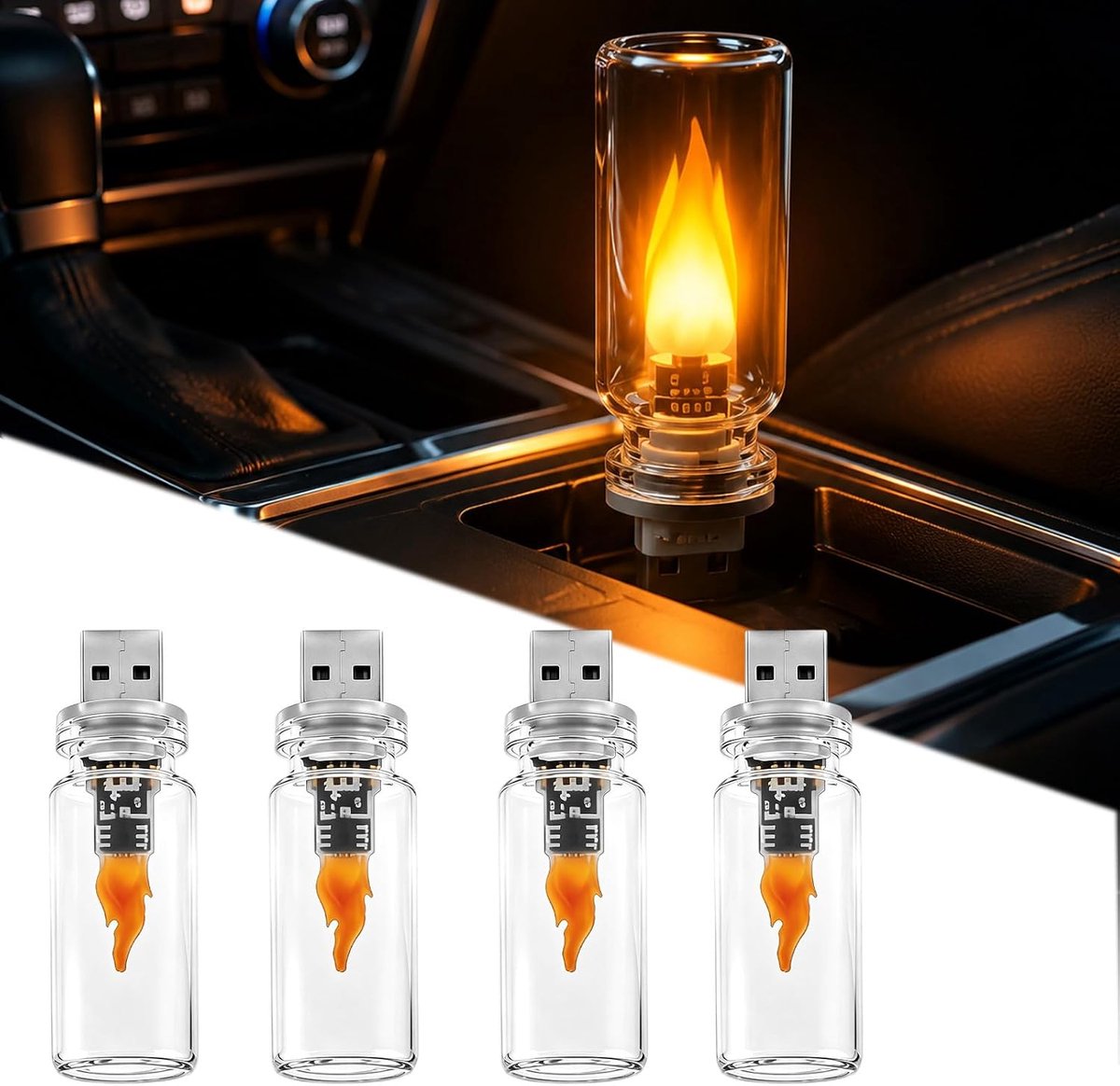 USB-nachtlampje retro - warm wit - 4 stuks - dimbaar - ideaal voor sfeerverlichting - ShopVlot