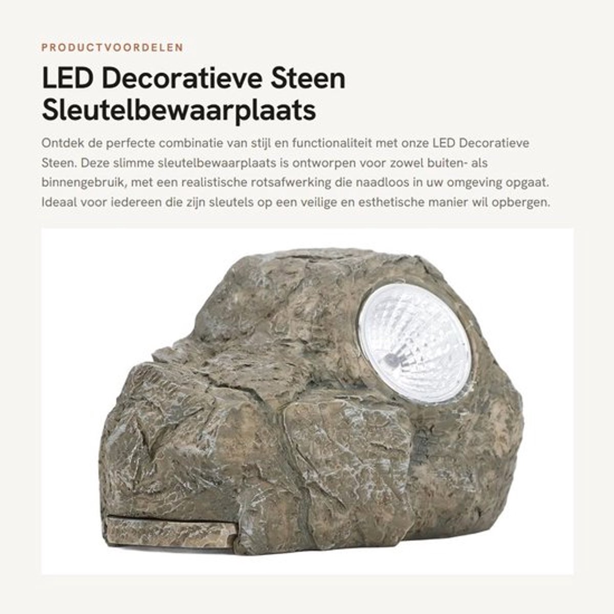 Decoratieve Steen met LED Verlichting - Sleutelkluis voor Buiten - Geheime Kluis - Natuurlijke Rotsafwerking - Veilig en Functioneel