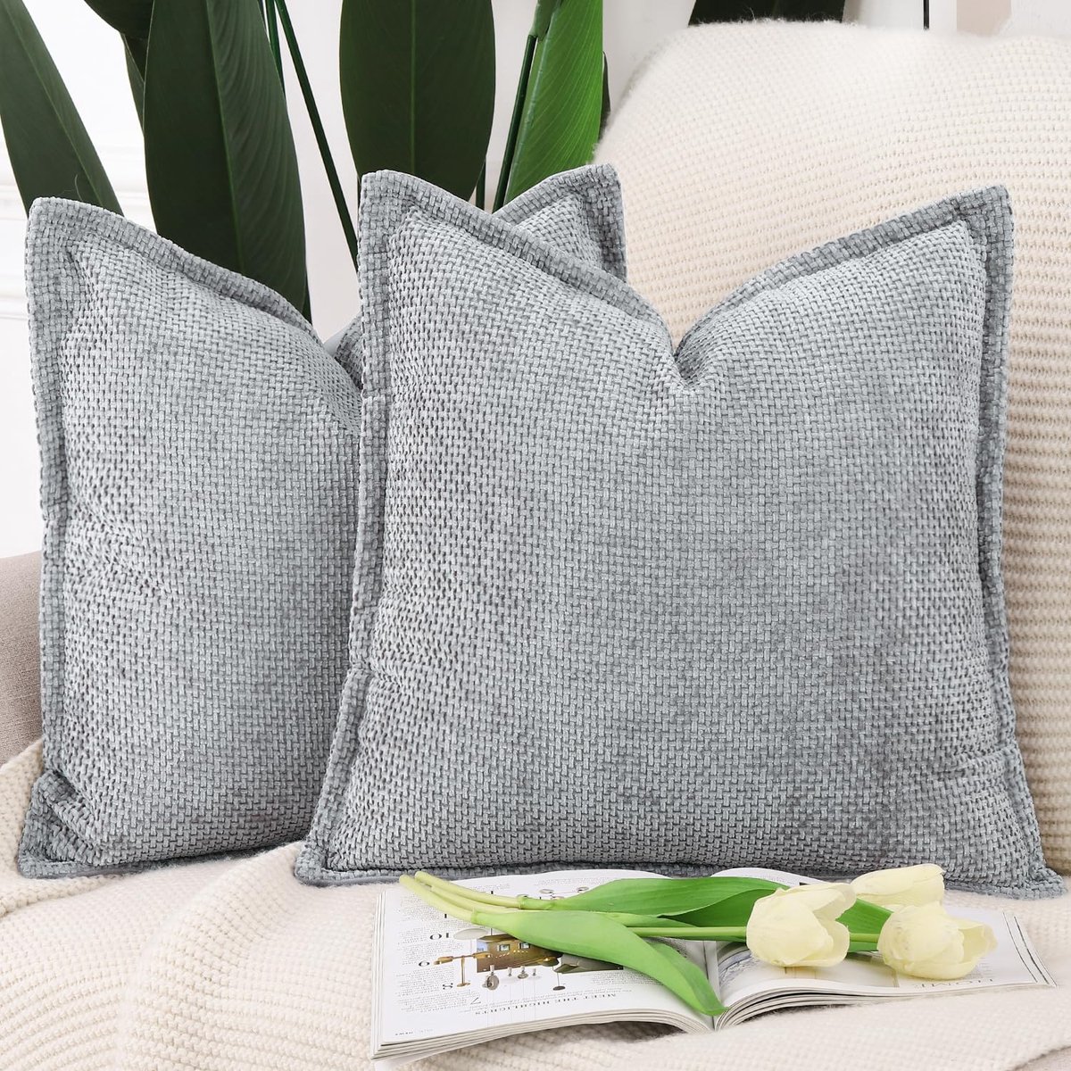Kussenslopen 50x50 cm - Zacht chenille fluweel - Decoratief voor sofa en slaapkamer - Set van 2 - ShopVlot