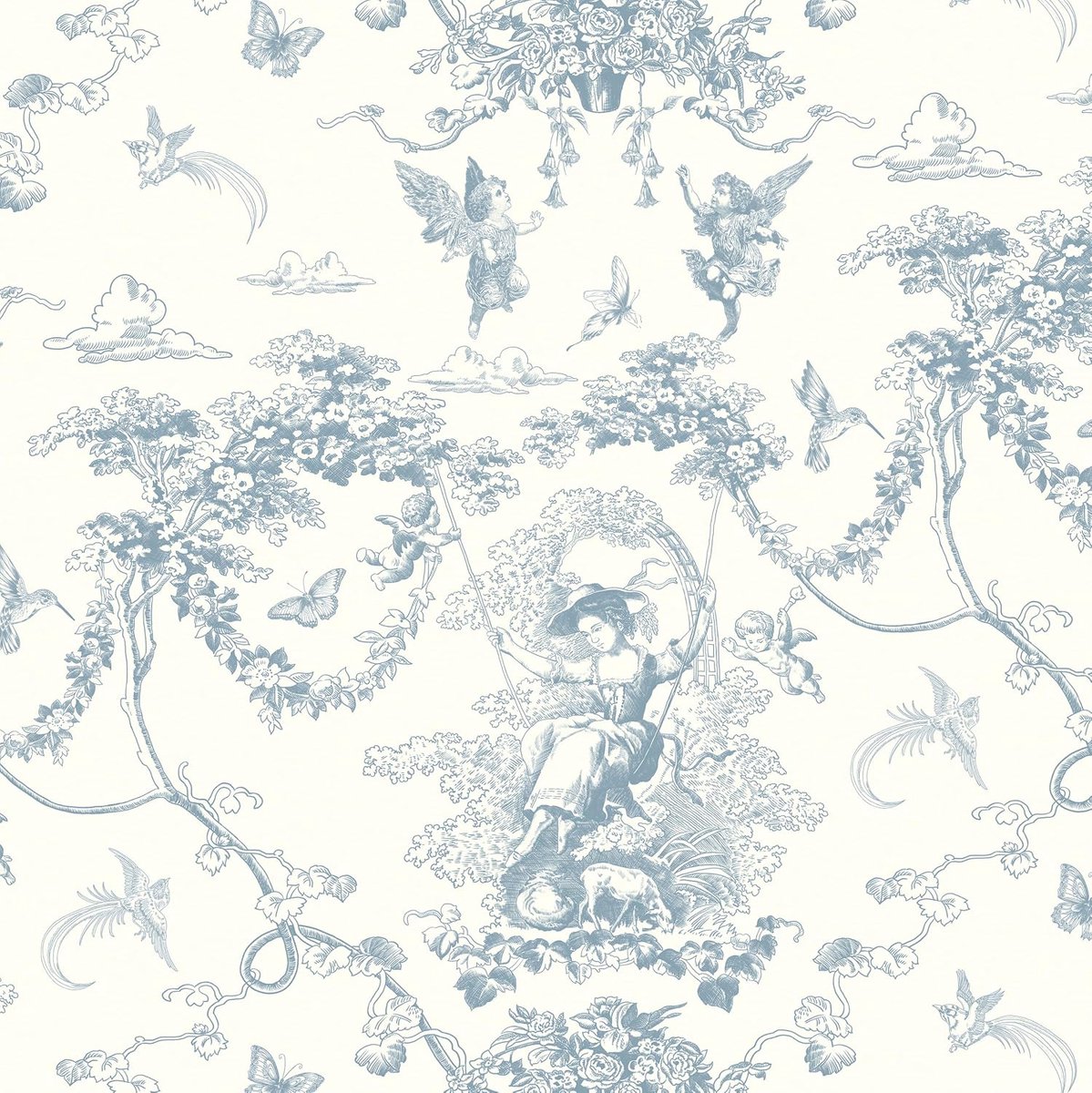 Timeet 41 x 1000 cm Self-Adhesive Wallpaper Blue Adhesive Film Amor Painting Wallpaper - ShopVlot