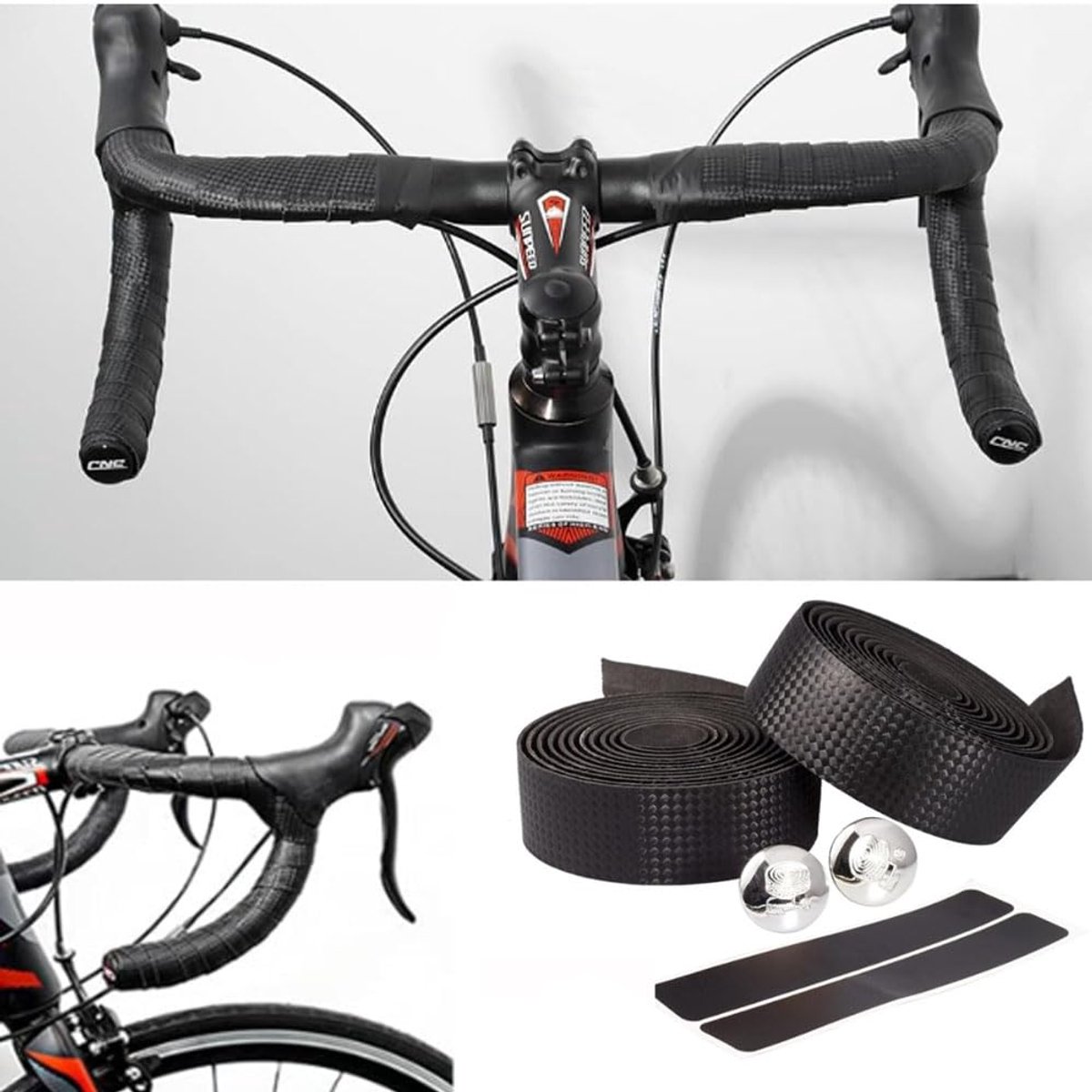 Handlebar Tyre, Road Bike Handlebar Tyre, MTB 2 Pieces Tyres with Handle, Breathable, Non-slip, Shockproof, for Bike - ShopVlot