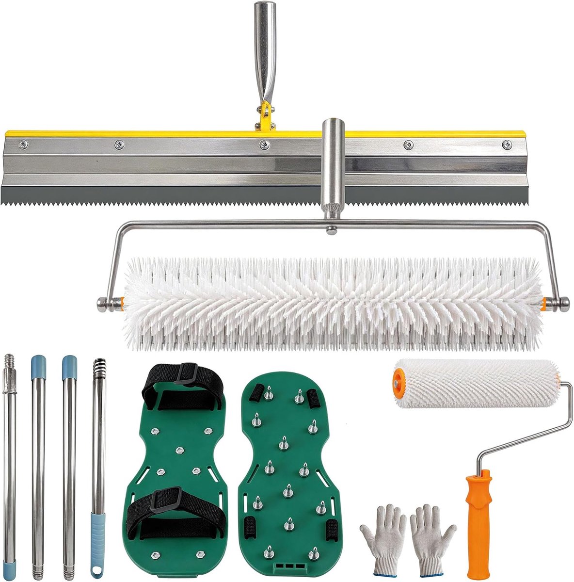Self Leveling Tool Set, Self Leveling Cement Tools with 2 Air Vent Rollers 23CM + 48CM Large Area Standing Scraper - ShopVlot