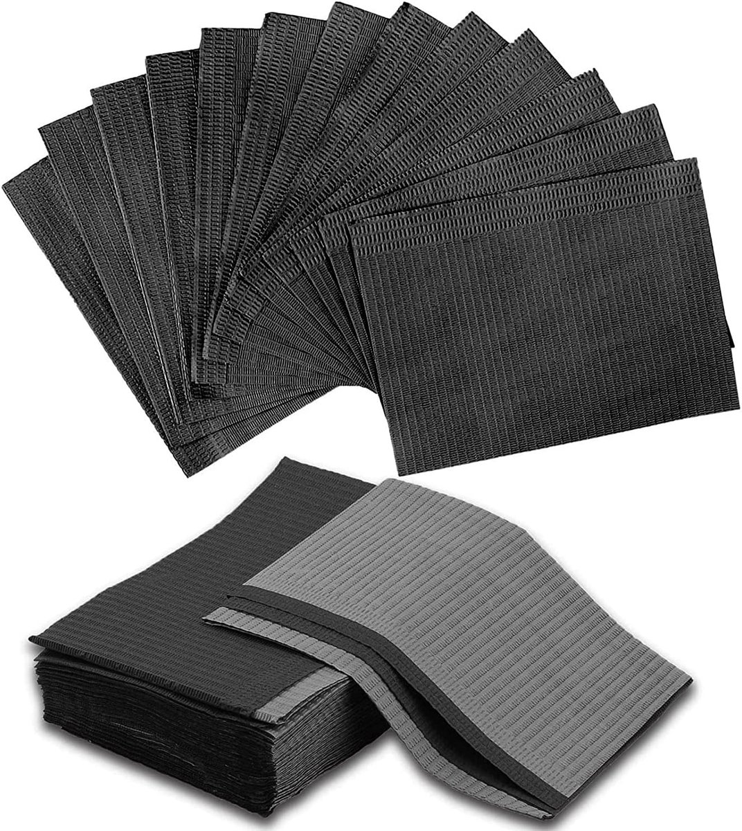 35 Pcs Disposable Black Waterproof 3-Layer Dental Bibs for Tattoo Supplies, 35 x 45 cm, Includes 35 Black Bibs - ShopVlot