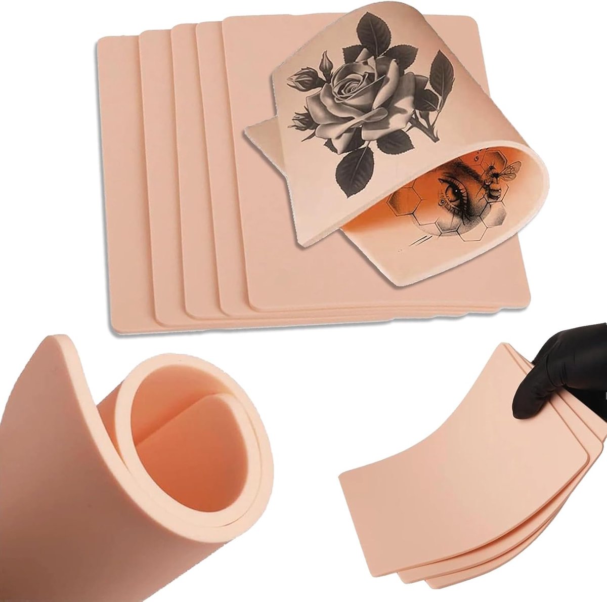 Artificial Skin 3 mm Pack of 10 19 x 14 cm Blank Tattoo Practice Skin Double-Sided False Tattoo Skin for Beginners and - ShopVlot
