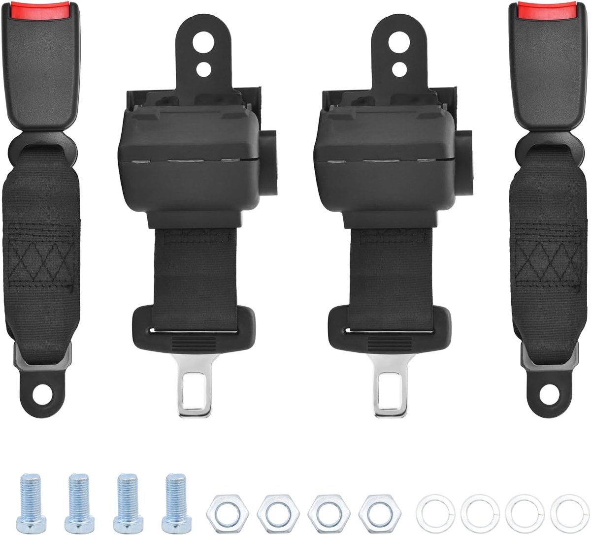 Wai Danie 2x Golf Cart Seat Belt Retractable Universal Lap Strap Compatible with EZGO Compatible with Yamaha Club Car - ShopVlot