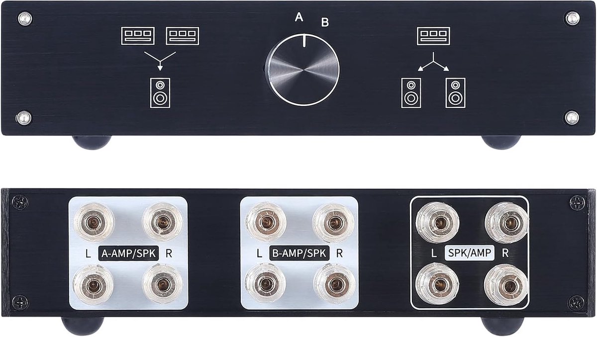 2 Zone Amplifier Speaker Lossless Switcher Selector, 1 in 2 Out/2 in 1 Out Amps Speakers Switch Control Box Splitter - ShopVlot