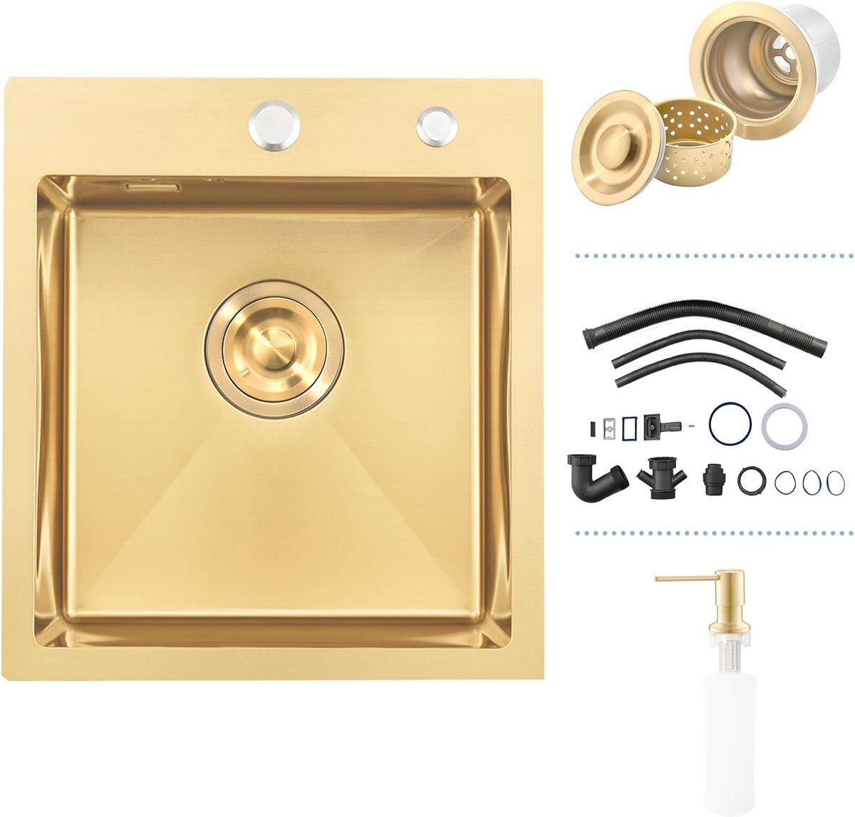 Gold Bar Inbouwspoelbak, 45 x 45 cm, RV Small Stainless Opzetwastafel van 16 gauge staal, enkele wastafel - ShopVlot