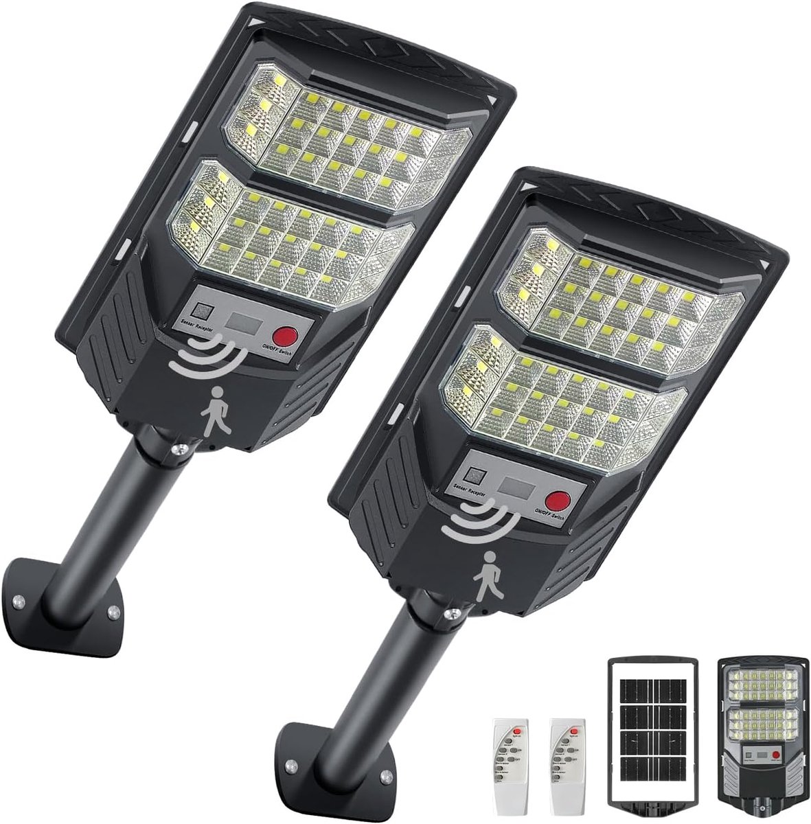 YACAISI Solar Lights Outdoor Waterproof, 8500K Solar Street Lighting Outside, LED Dusk to Dawn Flood Light with Motion - ShopVlot