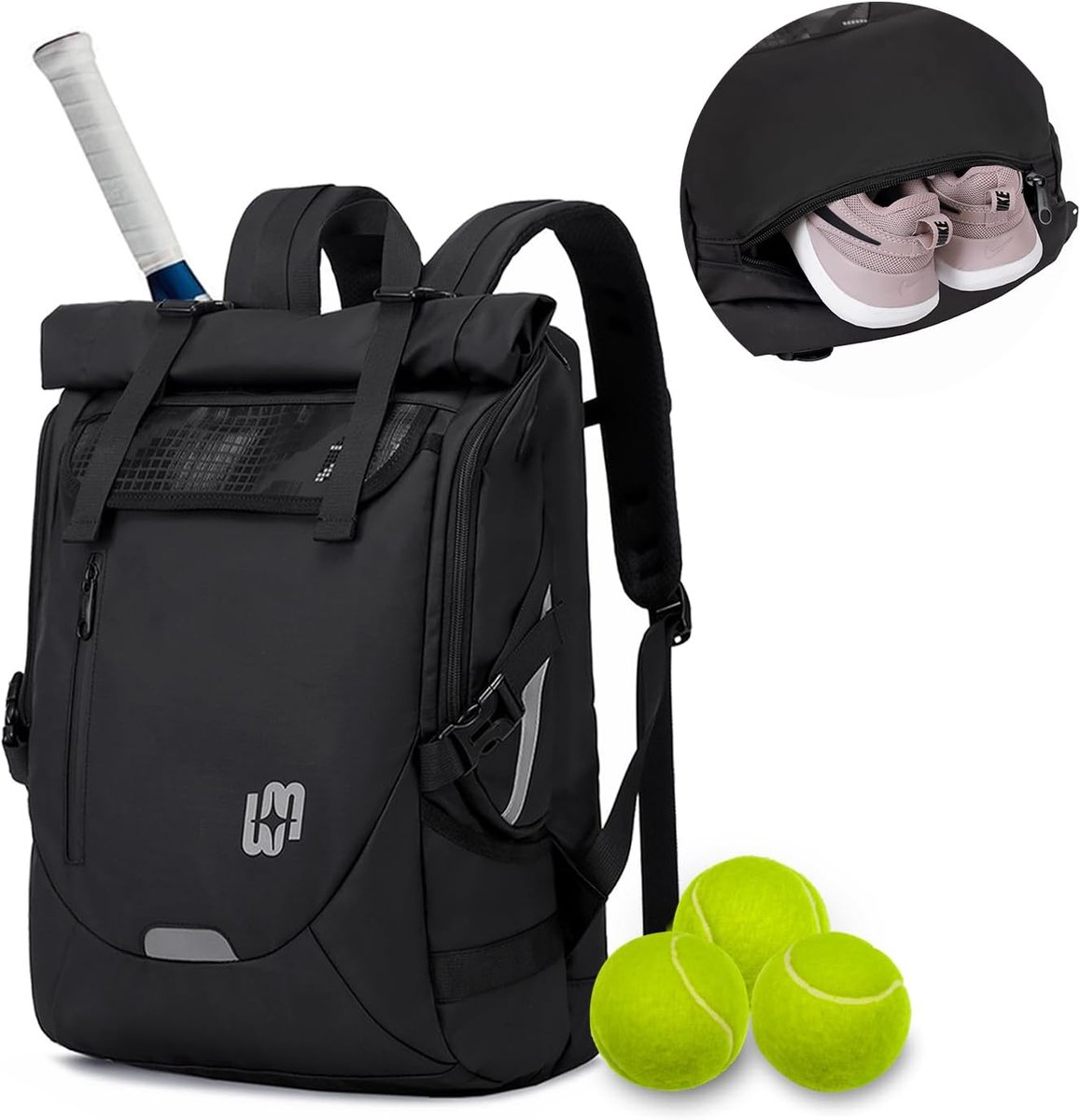 Tennis Bag, Tennis Backpack for Men and Women, Suitable for 2 Rackets with Shoe Compartment, Large Pickleball Backpack - ShopVlot