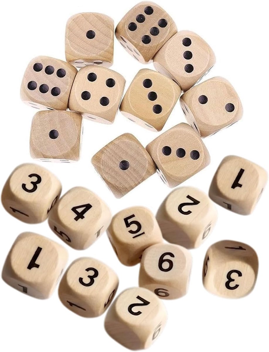 20 Stück Würfel Groß, Würfel, 16 mm Natuurhout Speelbenkel, Hout Kleurrijke Würfel Kleurrijk, voor Brettspiele Thuis - ShopVlot