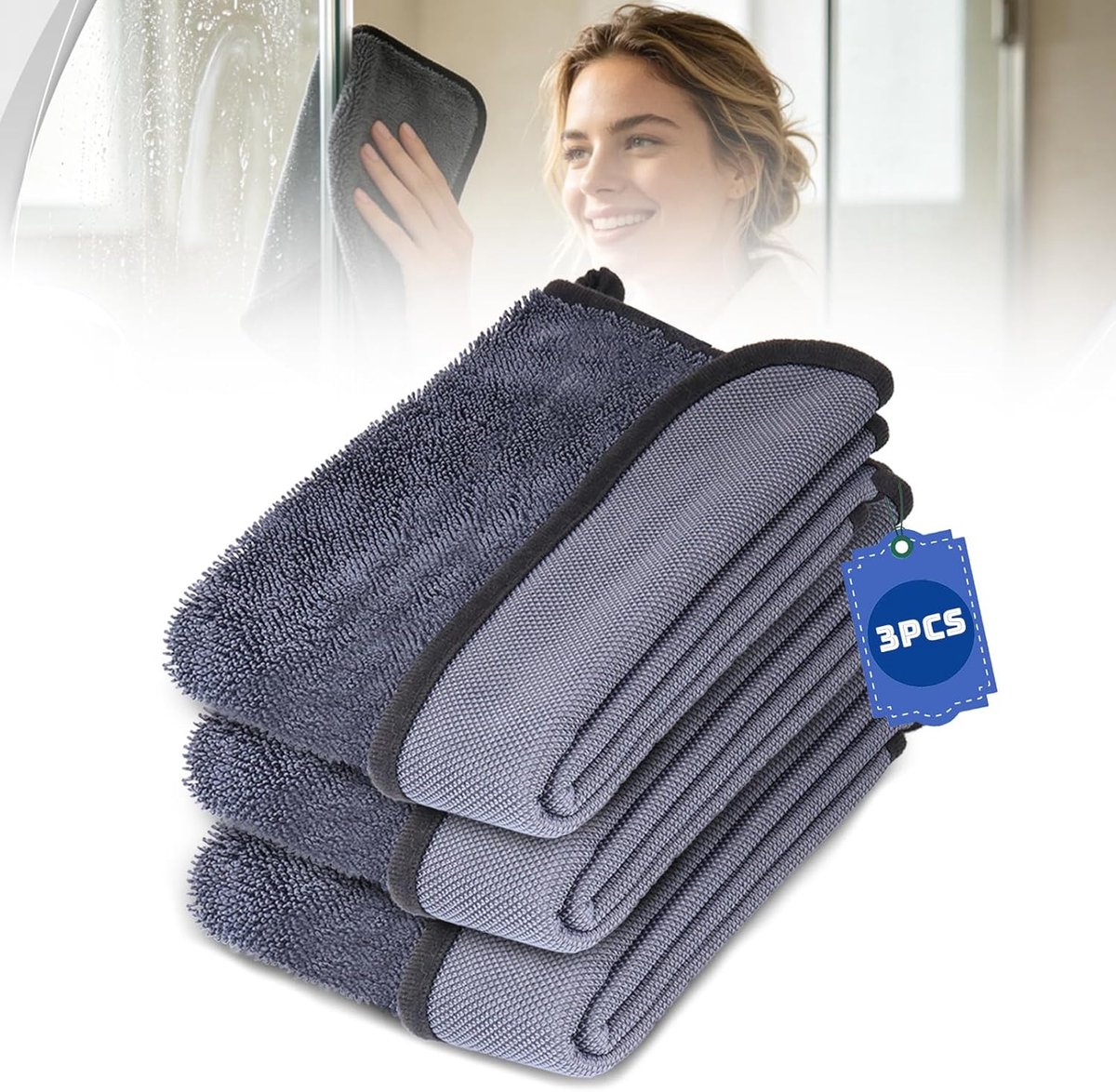 YAGE Multifunctionele microvezel-reinigingsdoeken, 3 stuks, super absorberende en pluisvrije handdoeken voor - ShopVlot