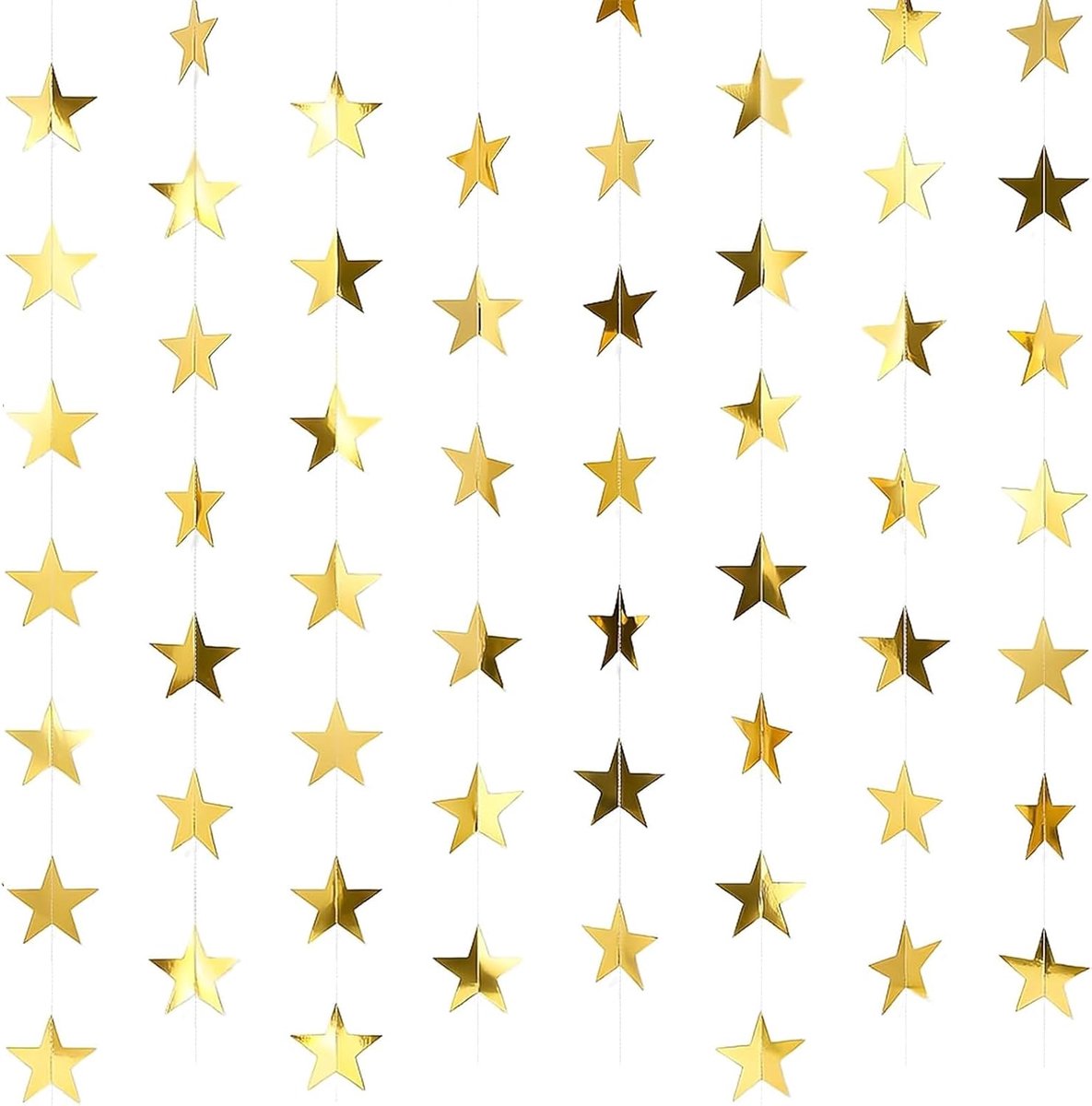 Reflective Star Paper Garland, 65 Feet Star Garland, Glitter Star Garland Streamer Banner for Wedding, Bride, Baby - ShopVlot