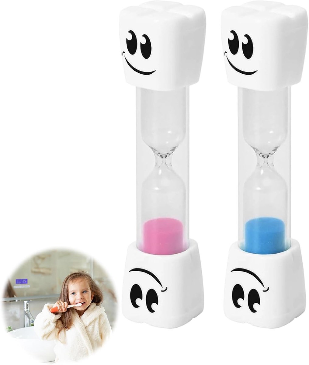 Smiley Hourglass for Children, 2 Pieces, Pink and Blue, 2 Minutes Hourglass for Toothbrushes for Kids Classrooms - ShopVlot
