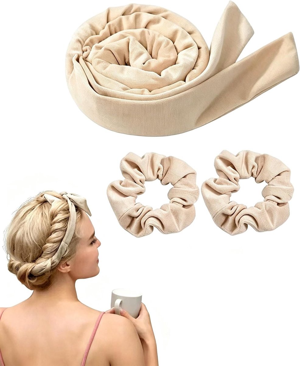 Set met 3 hittevrije krulspelden voor natuurlijke golven, zachte haarband en comfortabele slaapaccessoires voor medium en lang haar