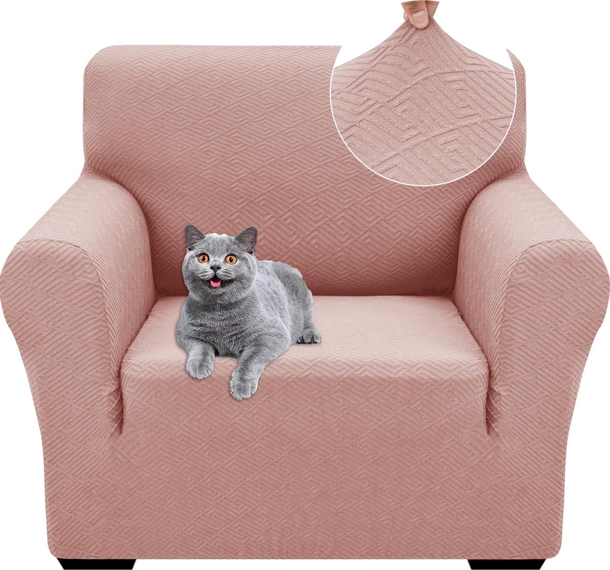 Stretch Bankhoes 1 Zit, Elastische Bankhoezen Voor Woonkamer, 1 Stuks Universele Rekbare Armsteun Sofahoes Met Anti-slip Schuim, Krasbestendig Meubelhoes Voor Bank, Grijs Roze