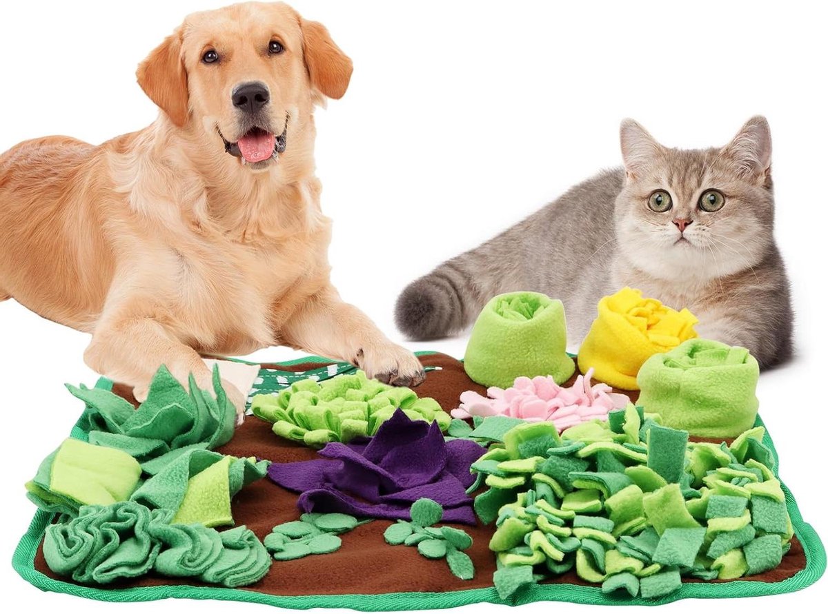 Honden Snuifmat - Voermat Interactief - Voedingsspel Hond - Wasbaar Ontwerp - 45 x 45 cm - Groen Kaki