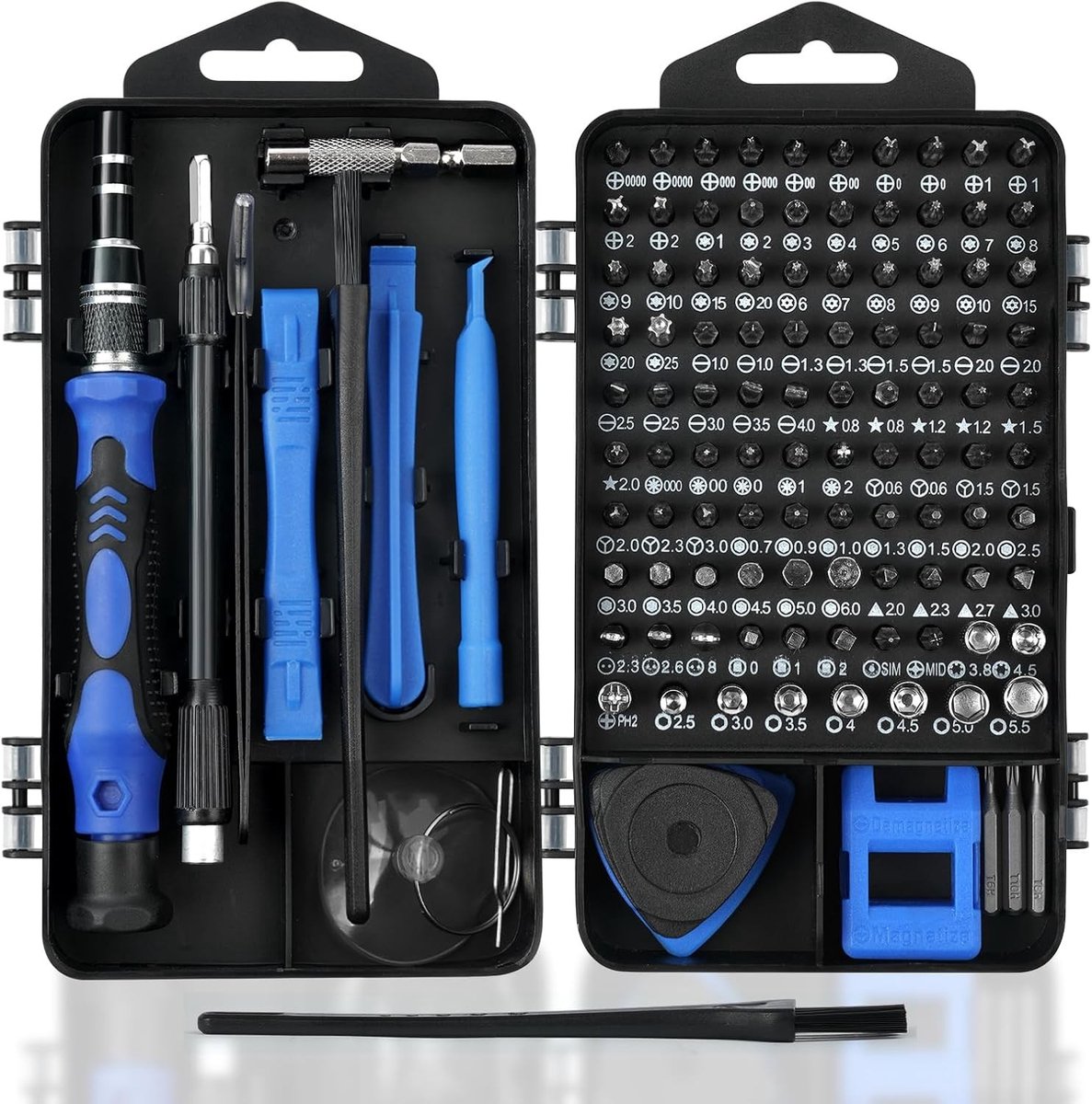 124 in 1 Precisie Schroevendraaier Set voor Mobiele Telefoon Reparatie, Magnetische Schroevendraaiers met Torx T1 T2 T3 T4 T5 voor Switch PS4 Laptop en Brillen (Blauw)