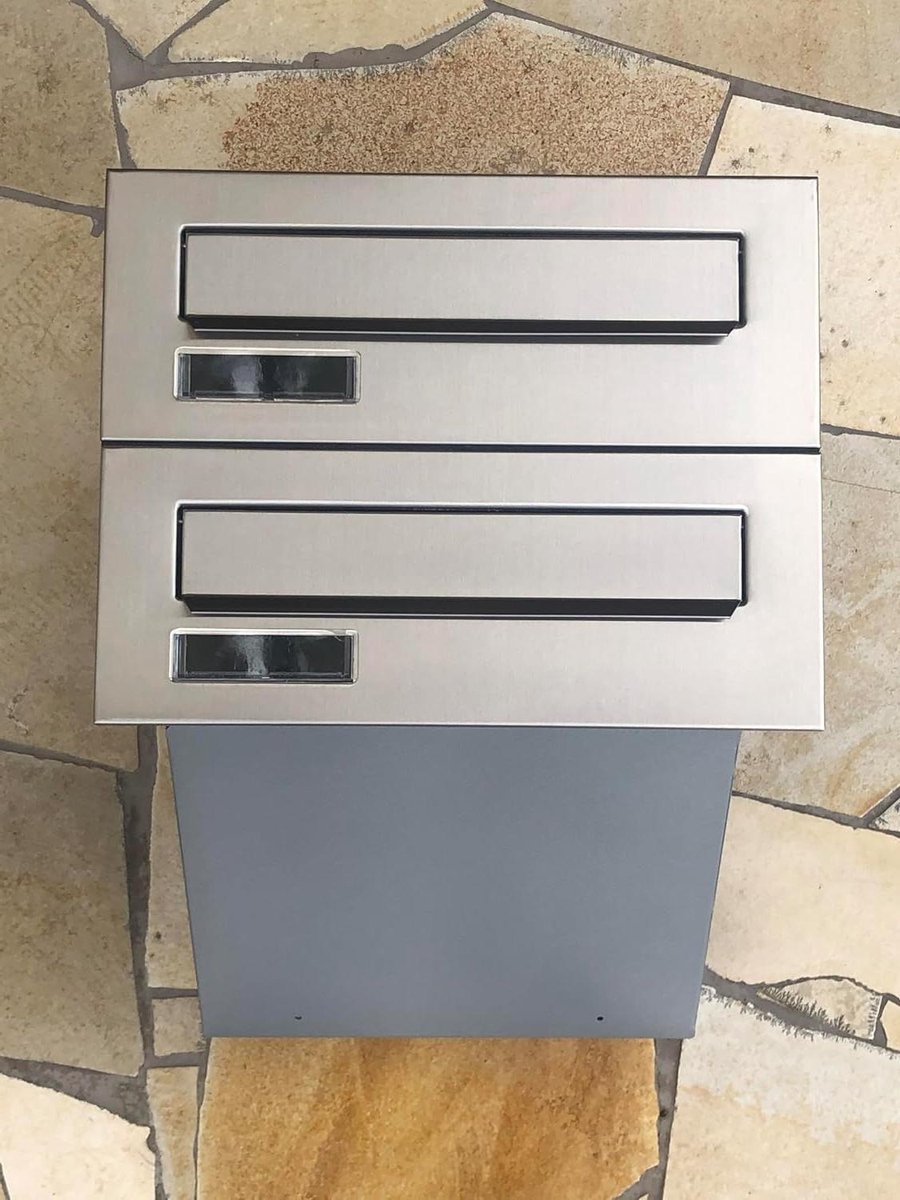 Dubbele brievenbus - Wandmontage - Post ontvangen - Verstelbare diepte - 25-42 cm - Zilver