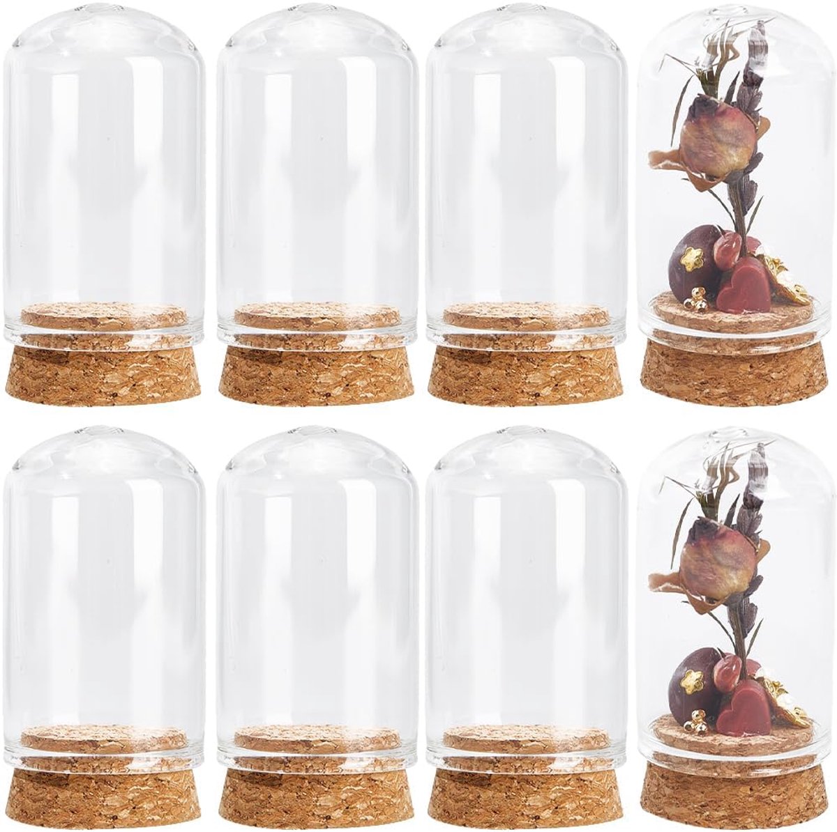 12 stuks mini glazen koepelkappen 30x50mm mini koepel glazen pot glazen display koepel glazen stolp met kurken basis mini cloche koepel kleine glazen flesjes voor bruiloft thuis kerst feest