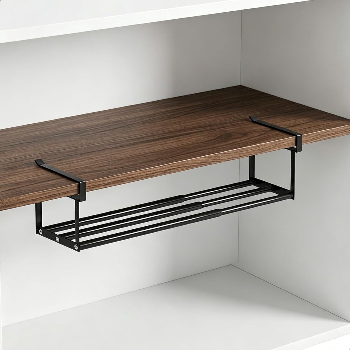 Schoenenrek voor wandmontage, 40-70 cm, uittrekbaar schoenenrek, hangend, ruimtebesparend, schoenenrek, organizer onder de kast, perfect voor opslag en organisatie in keuken of voor kleding.