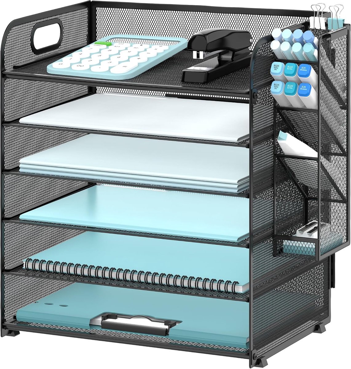 Bureau Organizer - Documentenlade Stapelaar - Bureau Opruimen - 6 Lades met Pennenhouders - A4 Formaat - Zwart