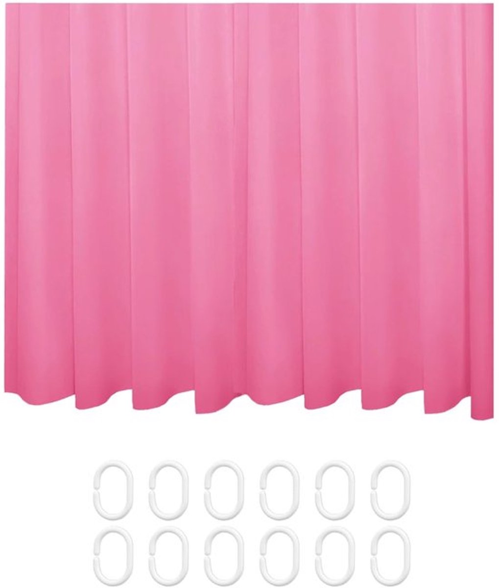 Dailygoody - Douchegordijn - Waterdicht - 180 x 180 cm - Roze Rood