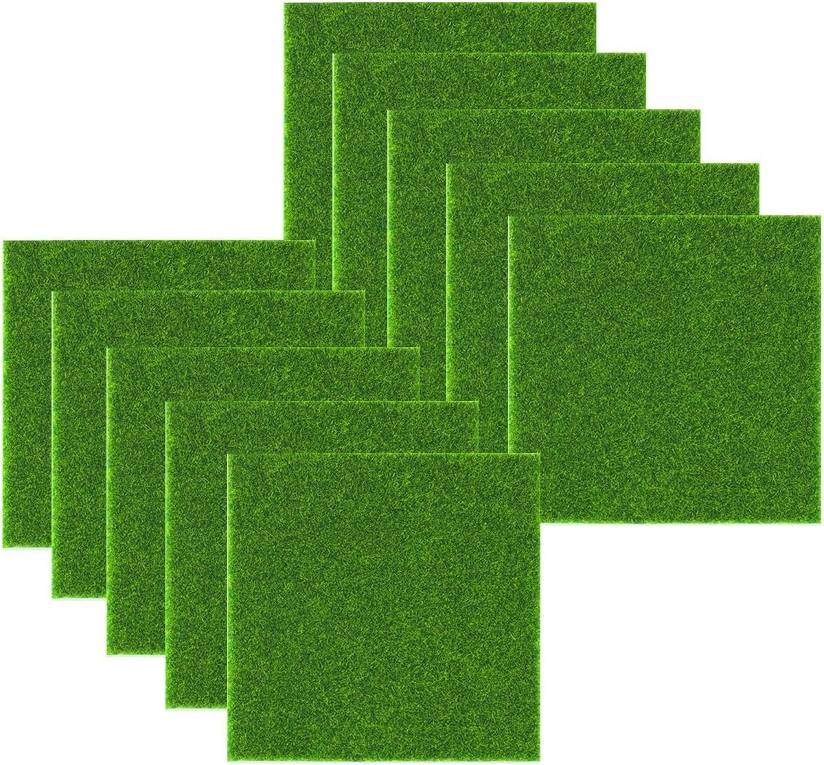 Kunstgras, 15 x 15 cm, kunstgras voor buiten, realistisch tuinieren, rollen van kunstgras voor decoratie, huis, poppen, terraria en doe-het-zelf
